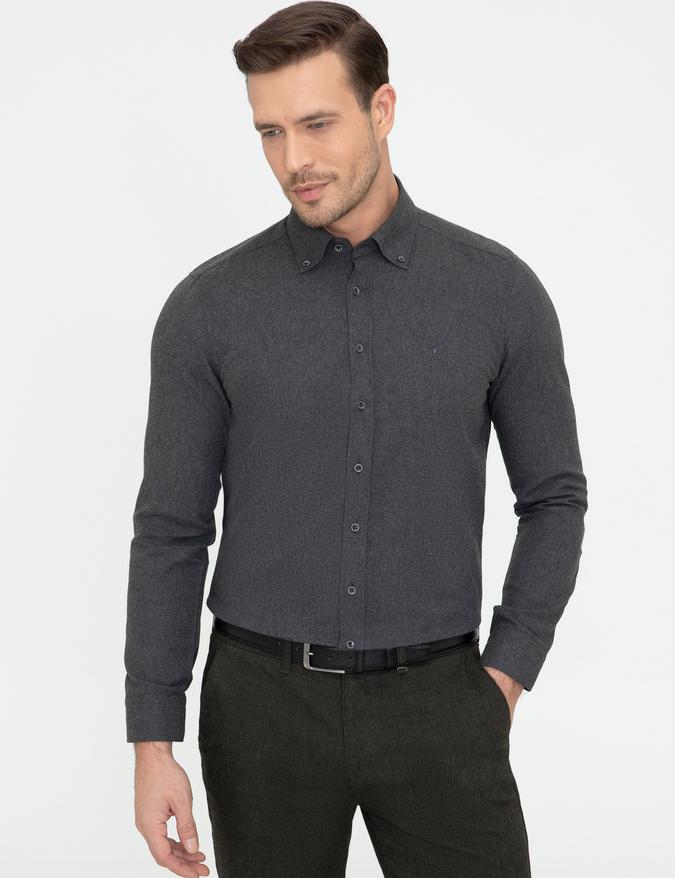 Siyah Slim Fit Uzun Kollu Gömlek