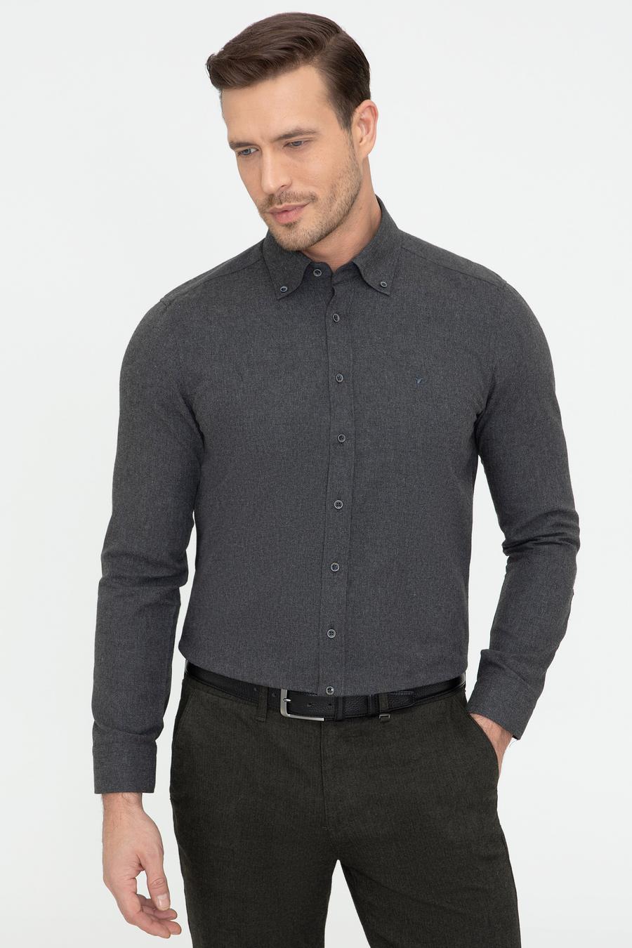 Siyah Slim Fit Uzun Kollu Gömlek - 50242869280
