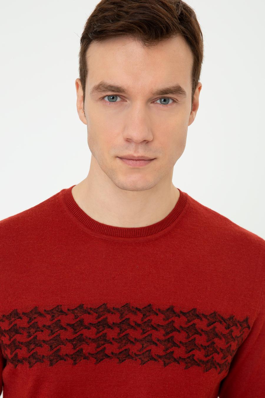 Kiremit Slim Fit Bisiklet Yaka Triko Kazak - 50241722018