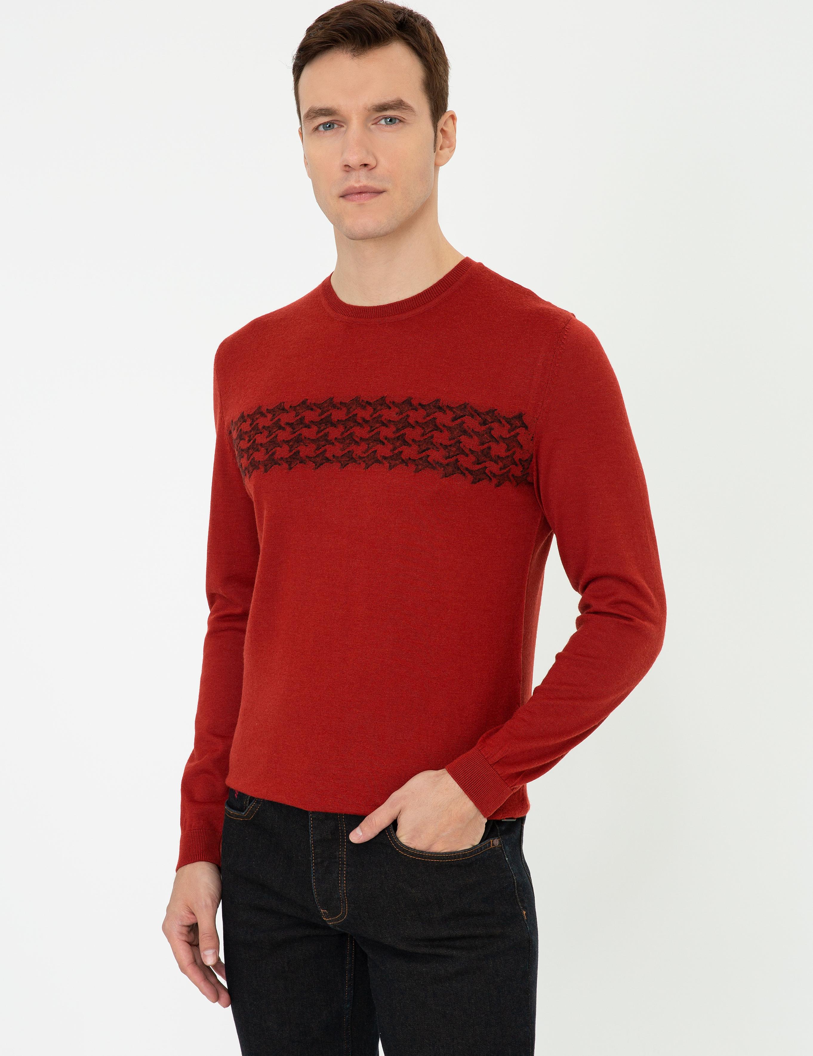 Kiremit Slim Fit Bisiklet Yaka Triko Kazak - 50241722018