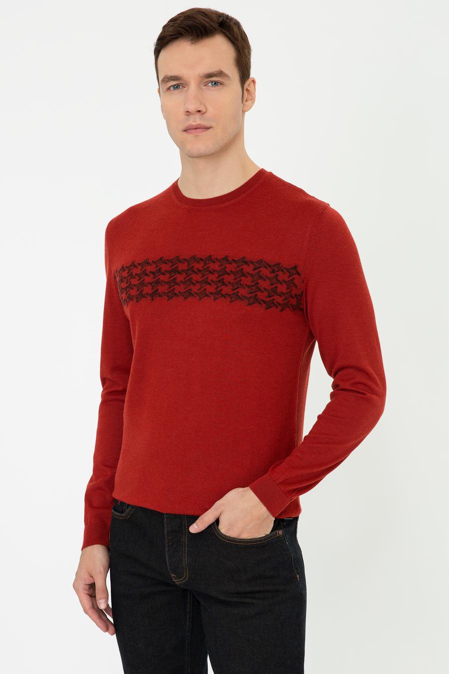 Kiremit Slim Fit Bisiklet Yaka Triko Kazak - 50241722018