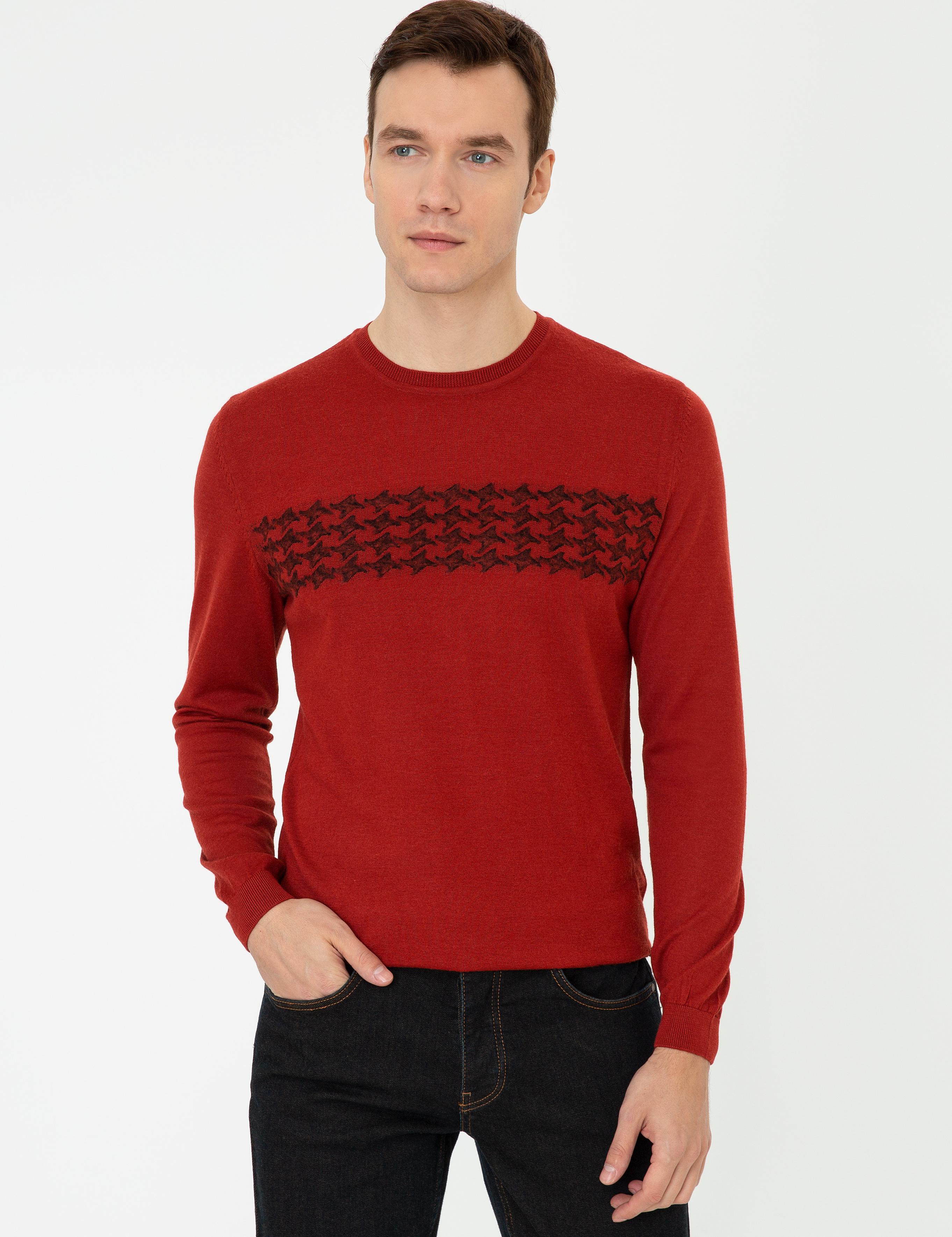 Kiremit Slim Fit Bisiklet Yaka Triko Kazak - 50241722018