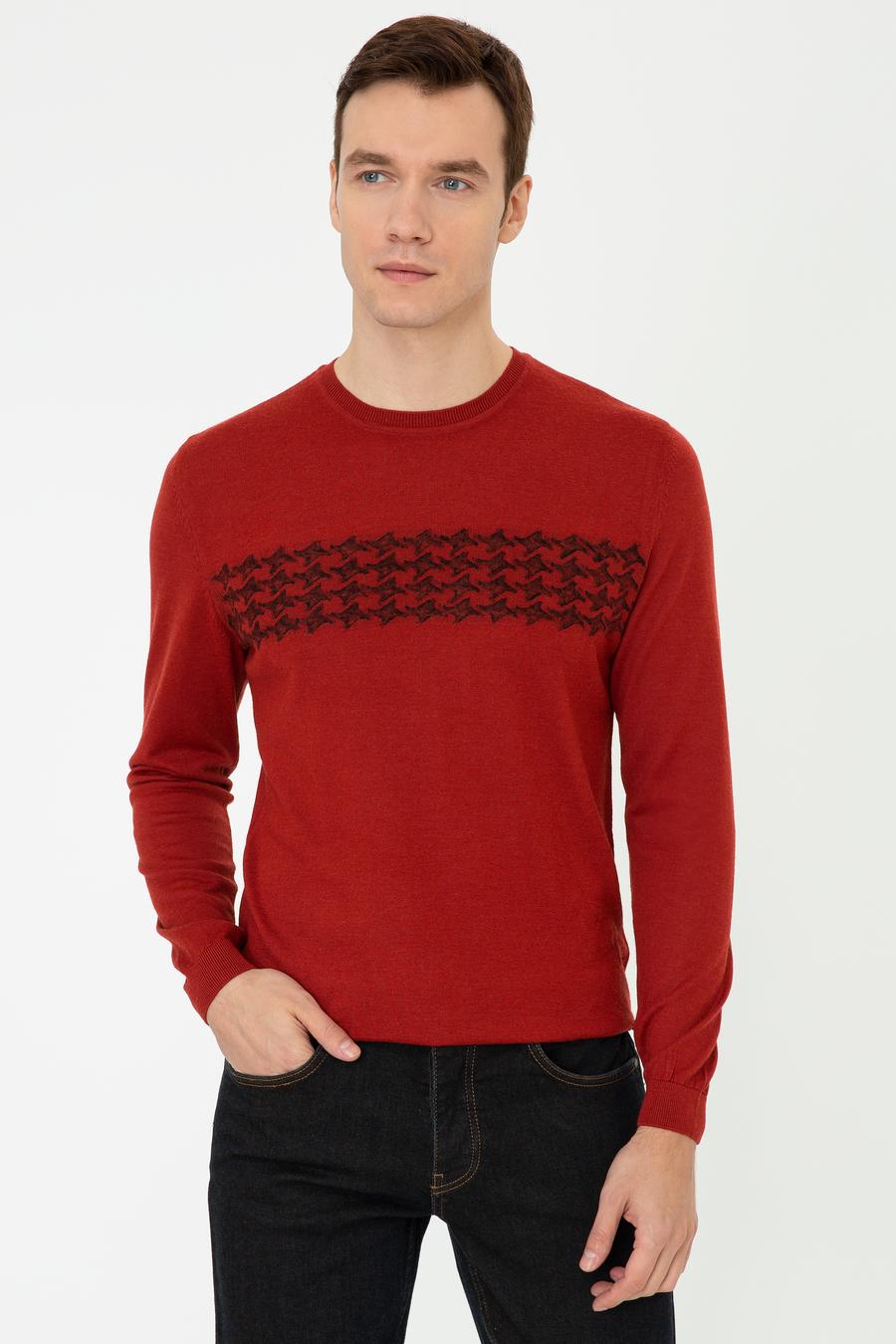 Kiremit Slim Fit Bisiklet Yaka Triko Kazak - 50241722018