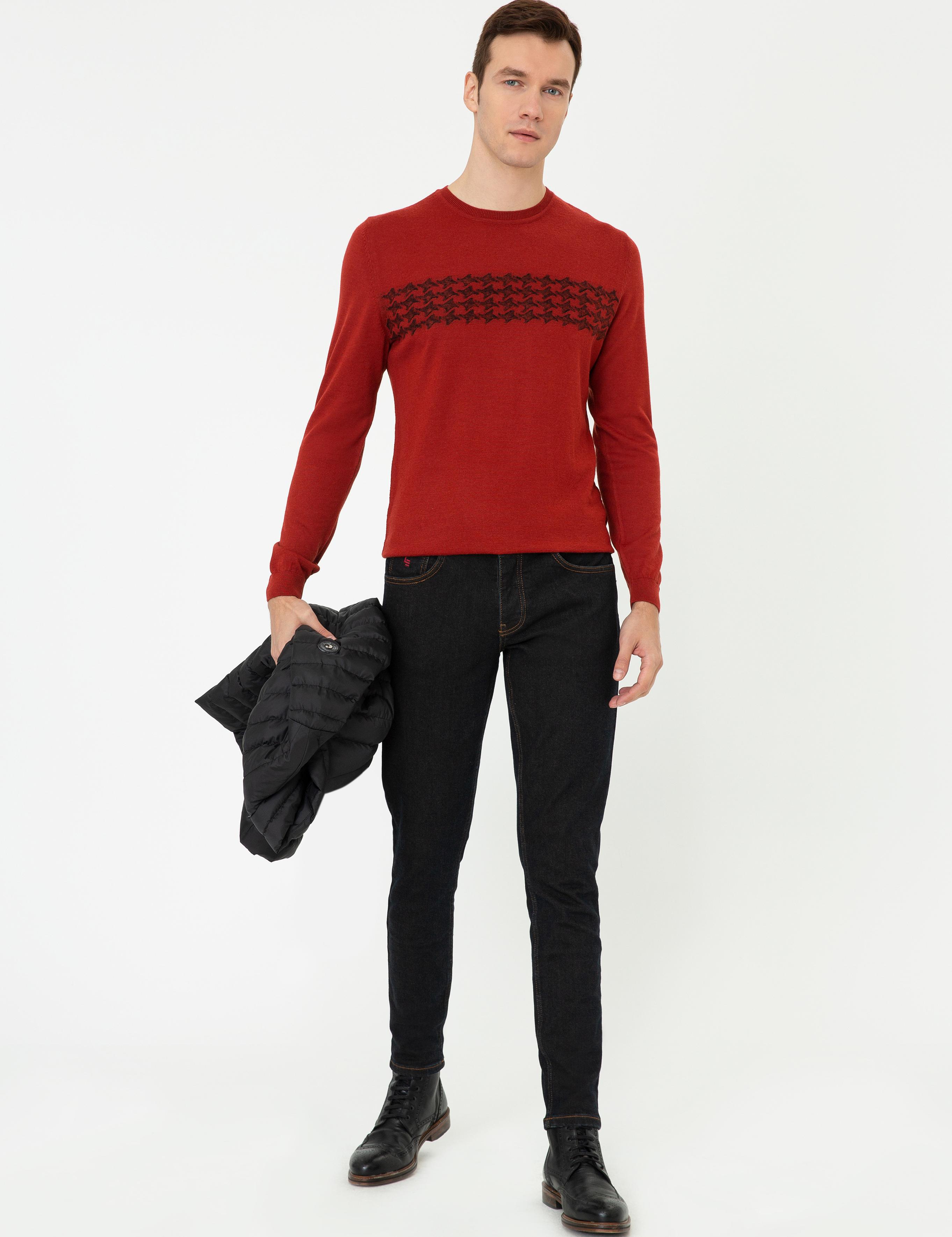 Kiremit Slim Fit Bisiklet Yaka Triko Kazak - 50241722018
