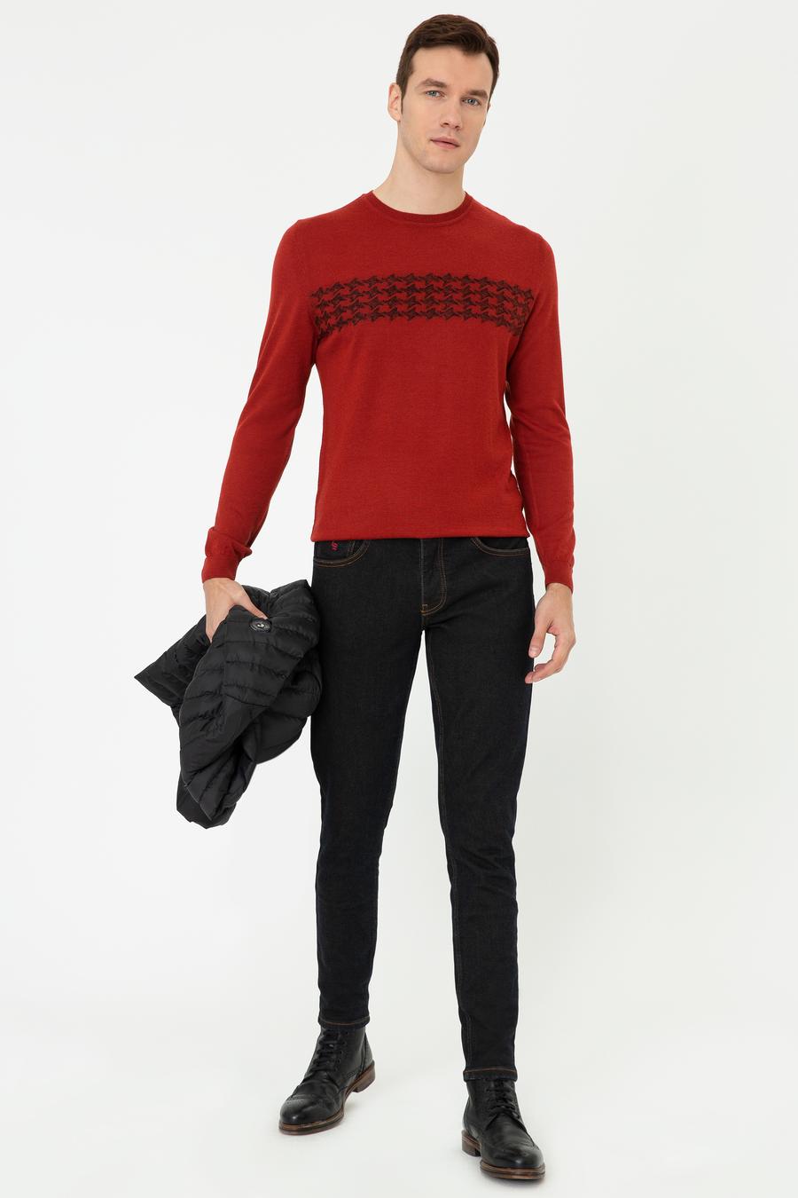 Kiremit Slim Fit Bisiklet Yaka Triko Kazak - 50241722018