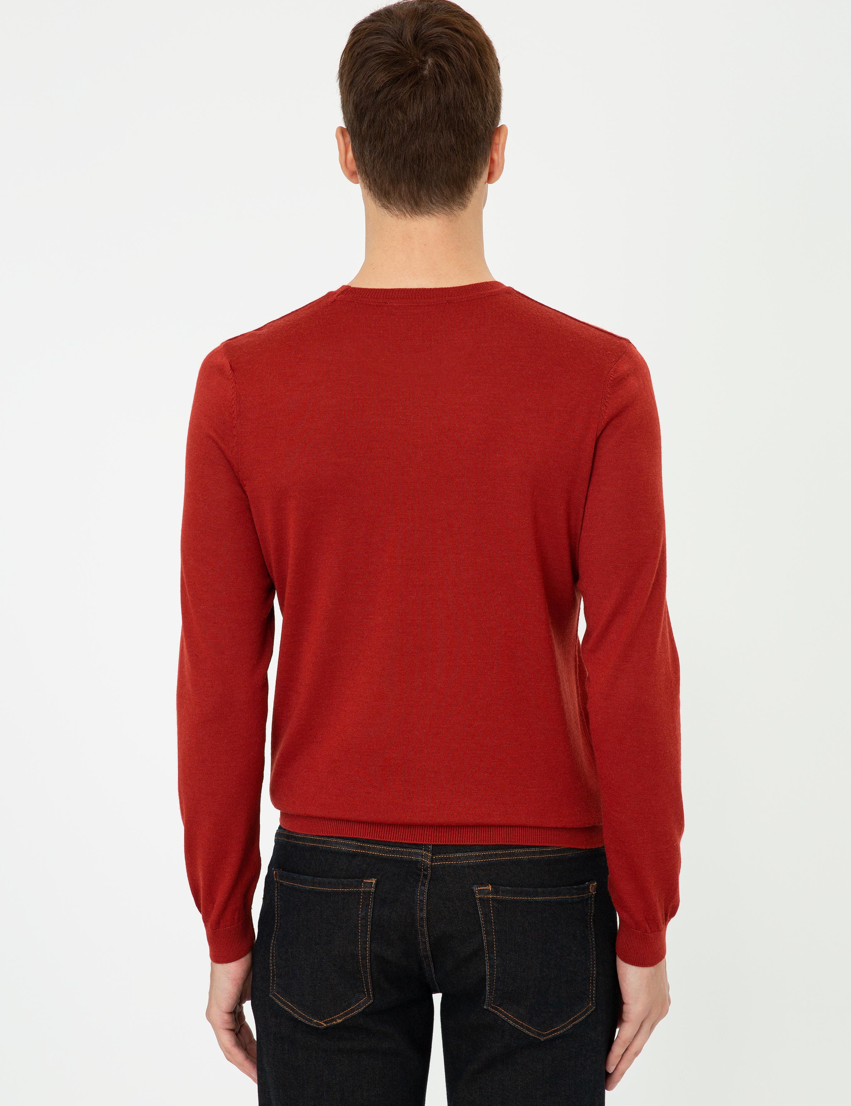 Kiremit Slim Fit Bisiklet Yaka Triko Kazak - 50241722018