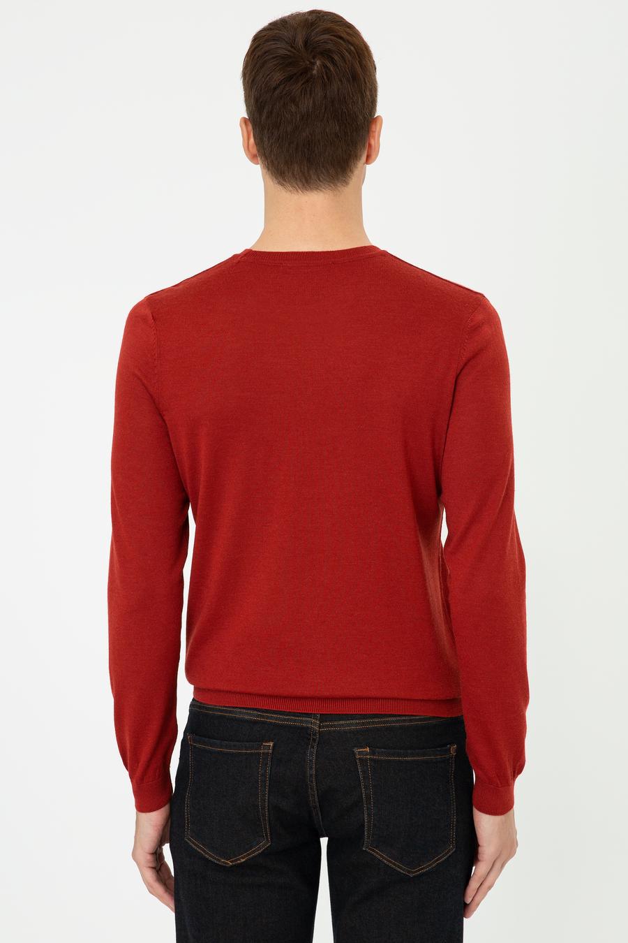 Kiremit Slim Fit Bisiklet Yaka Triko Kazak - 50241722018