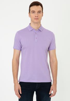 Lila Polo Yaka Slim Fit Basic Merserize T-shirt