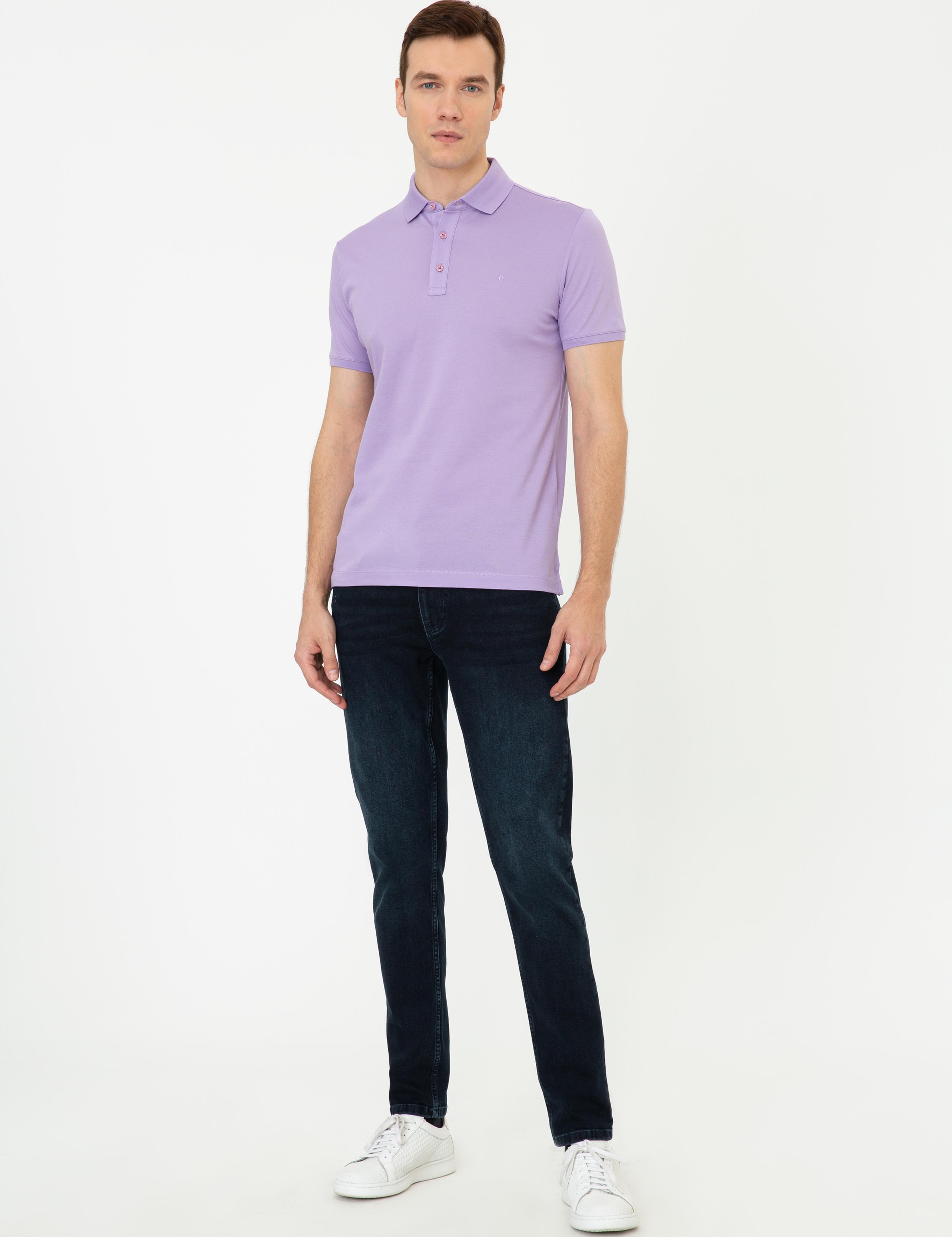 Lila Polo Yaka Slim Fit Basic Merserize T-shirt - 50250172051