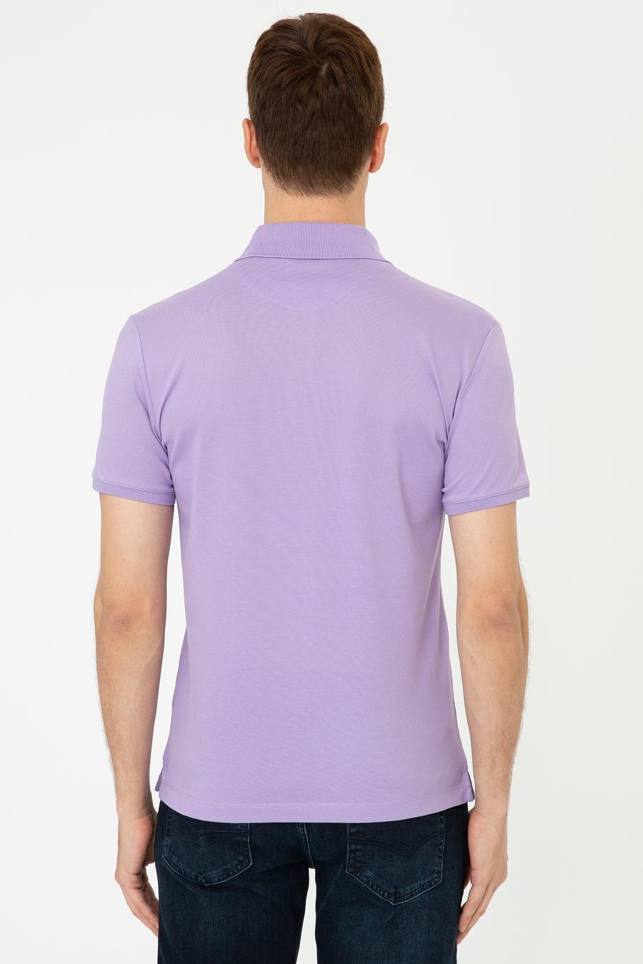 Lila Polo Yaka Slim Fit Basic Merserize T-shirt - 50250172051