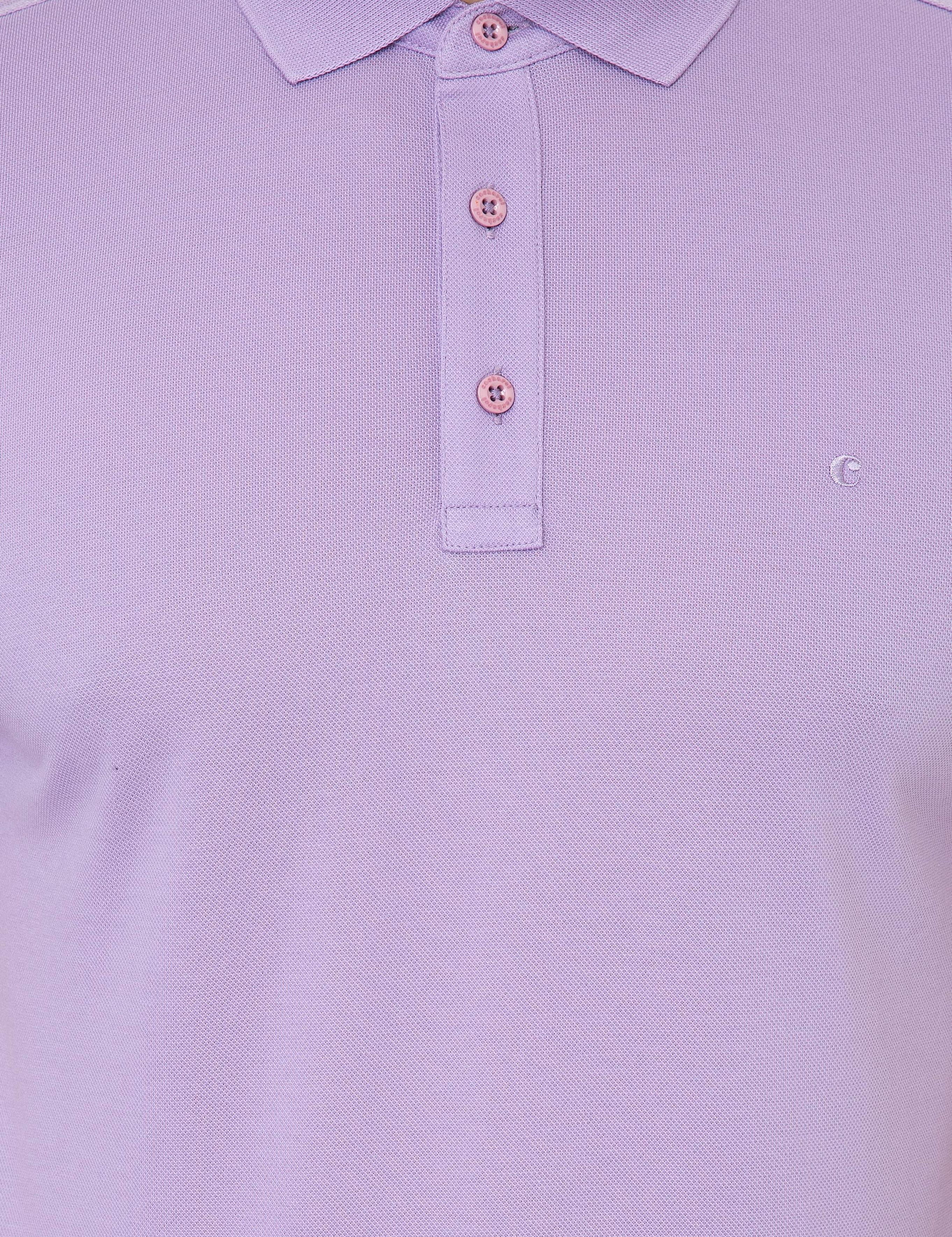 Lila Polo Yaka Slim Fit Basic Merserize T-shirt - 50250172051