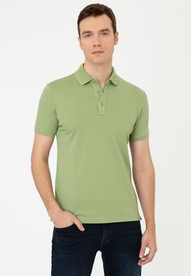 Açık Yeşil Polo Yaka Slim Fit Basic Merserize T-shirt