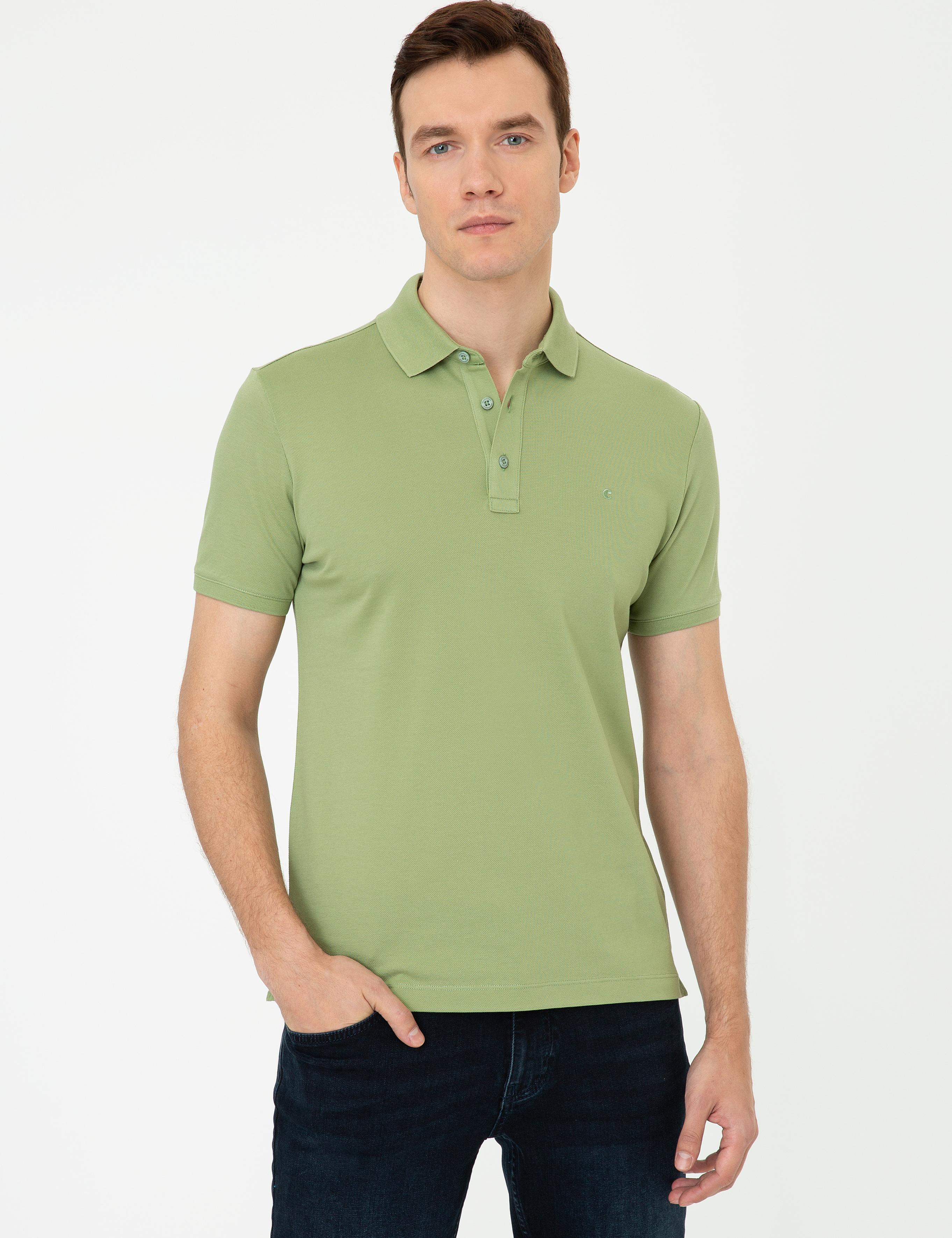Açık Yeşil Polo Yaka Slim Fit Basic Merserize T-shirt - 50250172088