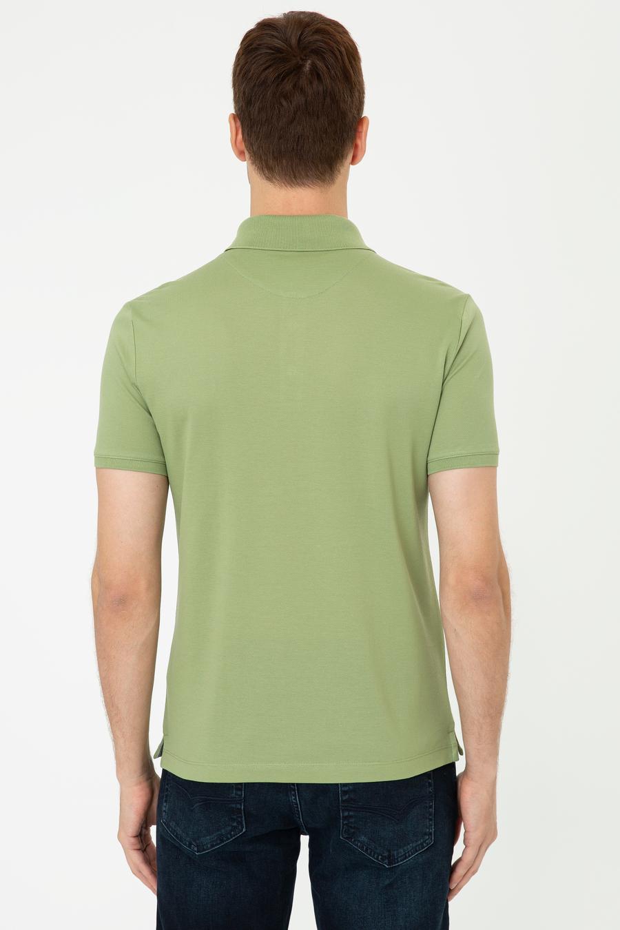 Açık Yeşil Polo Yaka Slim Fit Basic Merserize T-shirt - 50250172088