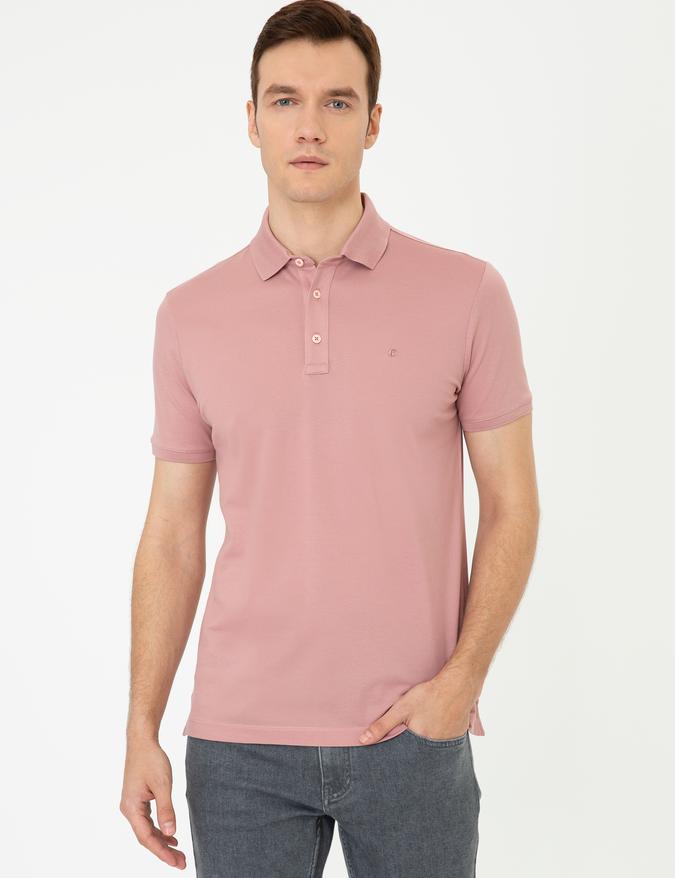 Pudra Polo Yaka Slim Fit Basic Merserize T-shirt