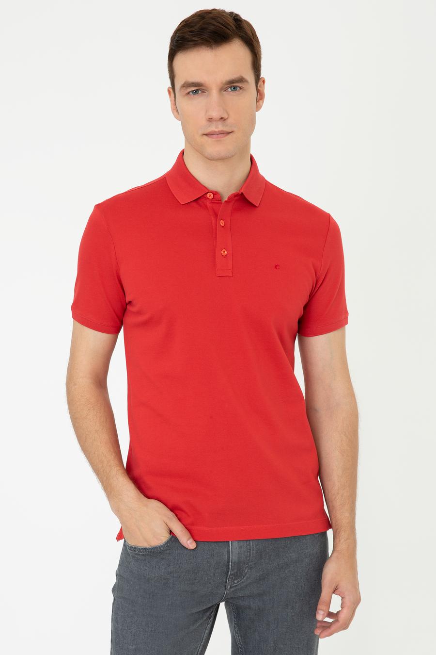 Nar Çiçeği Polo Yaka Slim Fit Basic Merserize T-shirt - 50250172061
