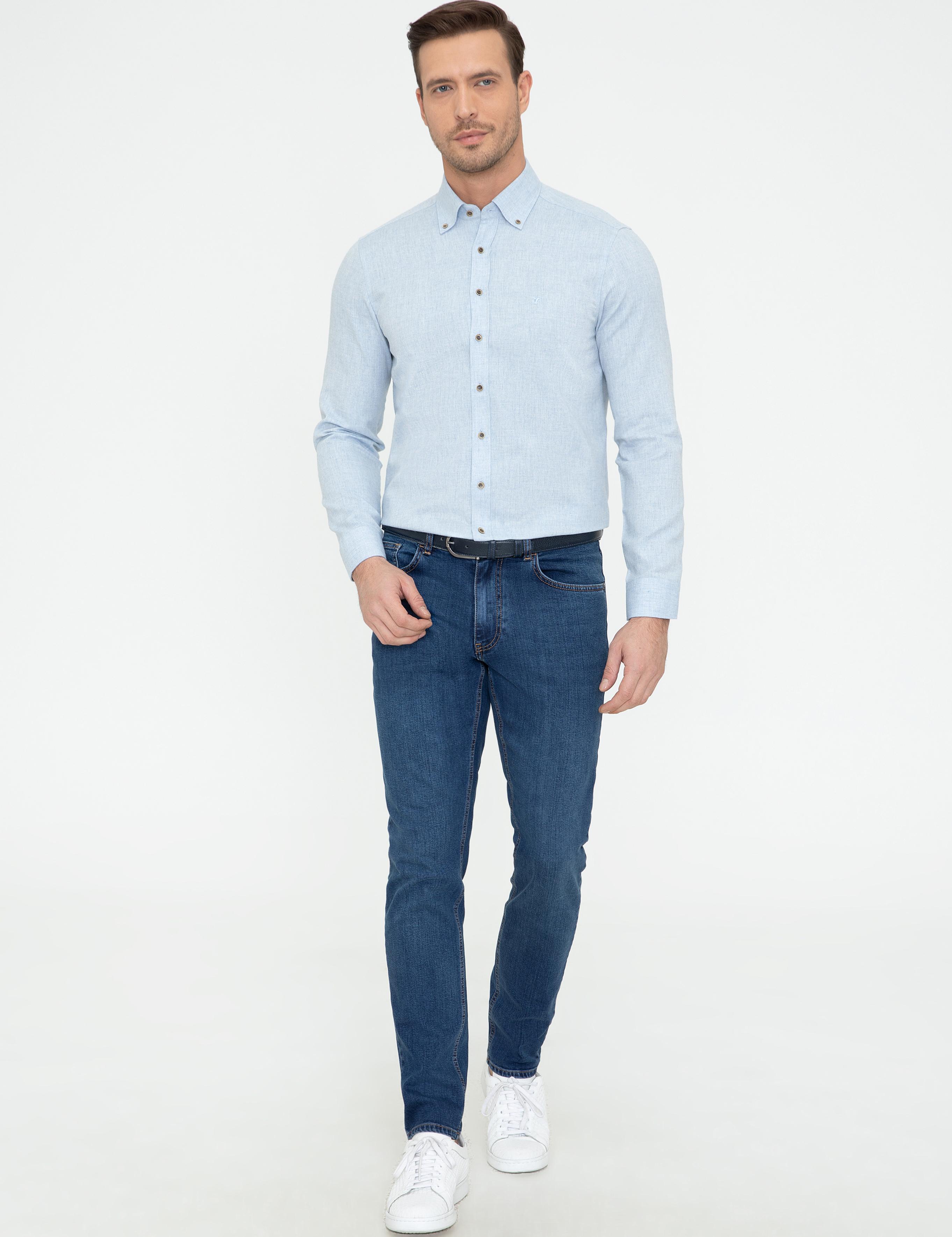 Açık Mavi Slim Fit Uzun Kollu Gömlek - 50242869262
