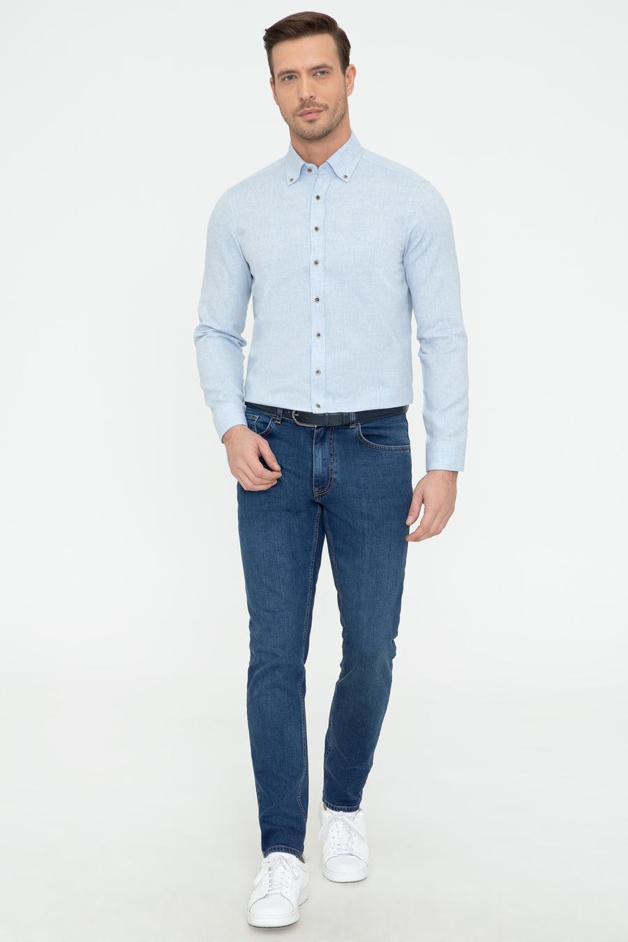 Açık Mavi Slim Fit Uzun Kollu Gömlek - 50242869262