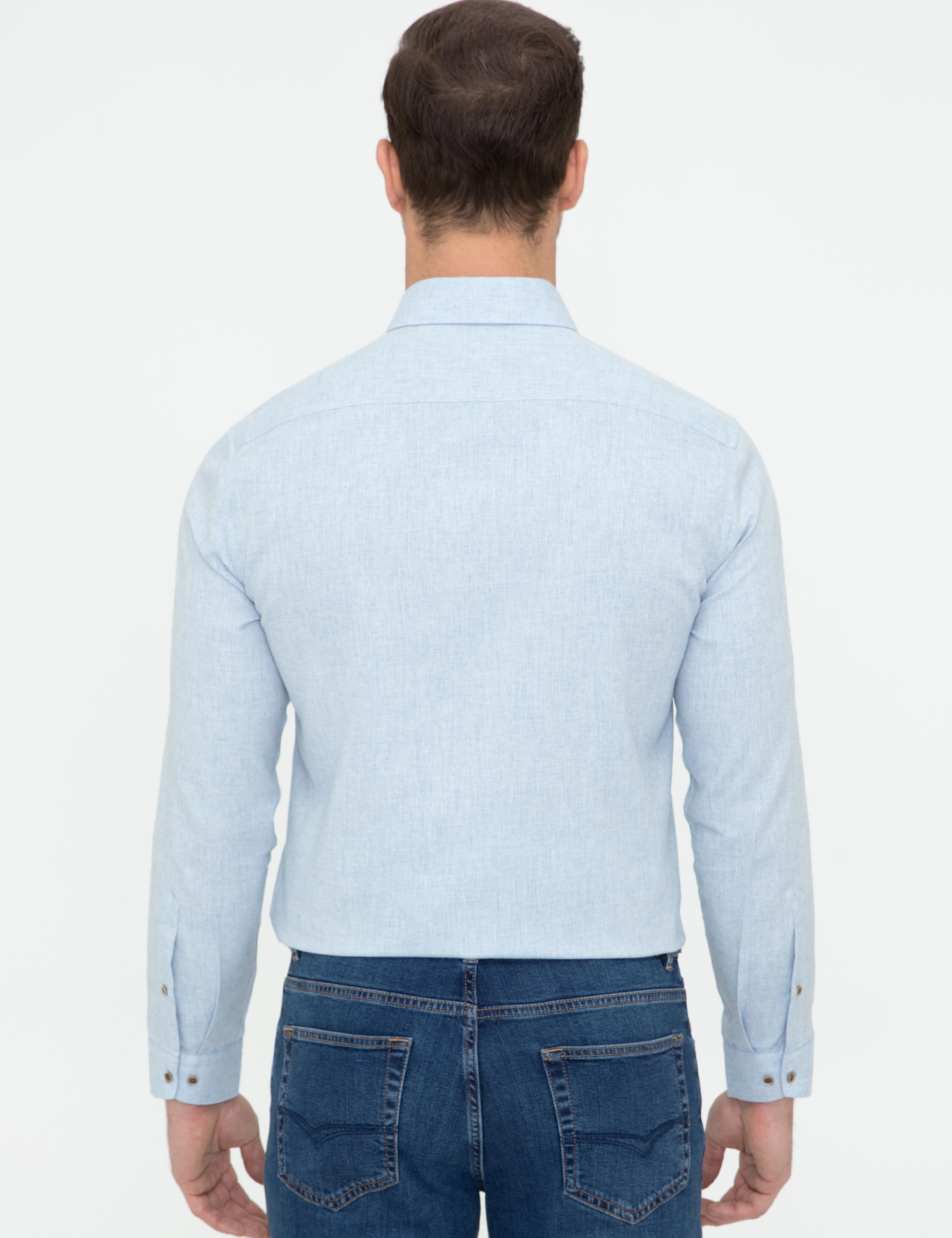 Açık Mavi Slim Fit Uzun Kollu Gömlek - 50242869262