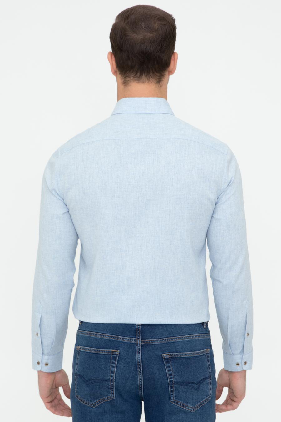 Açık Mavi Slim Fit Uzun Kollu Gömlek - 50242869262