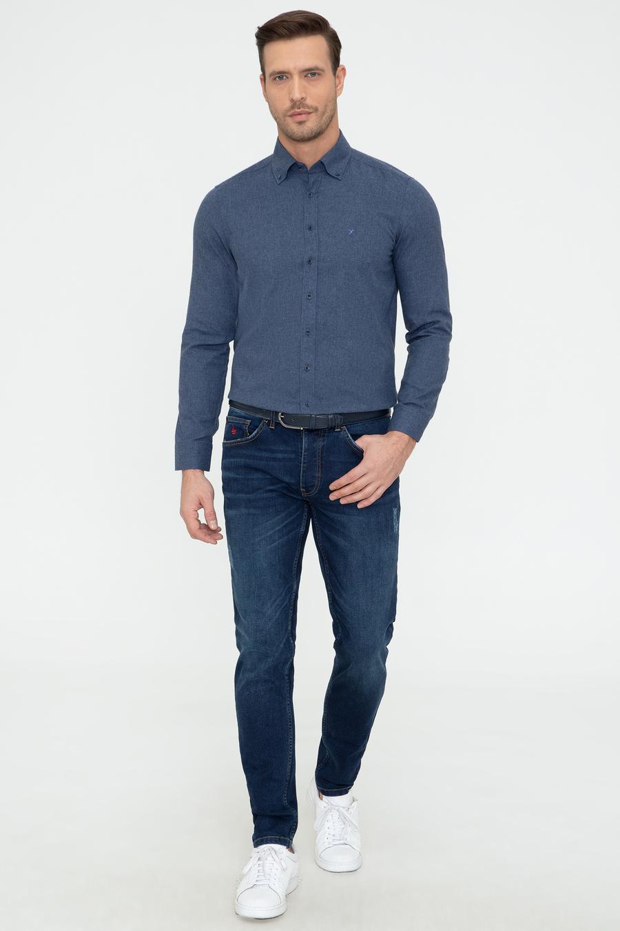 Koyu Mavi Slim Fit Gömlek - 50242869132