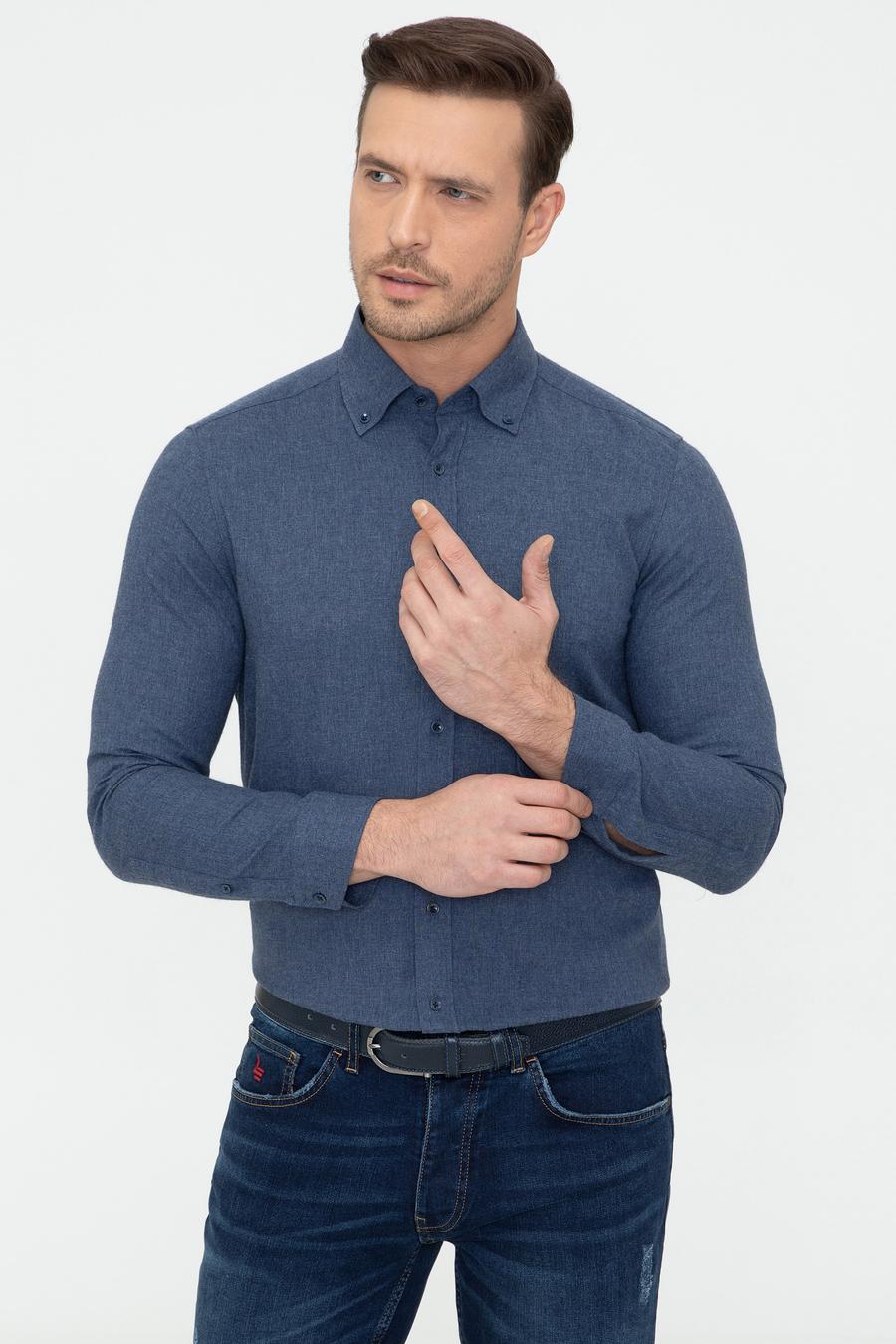Koyu Mavi Slim Fit Gömlek - 50242869132