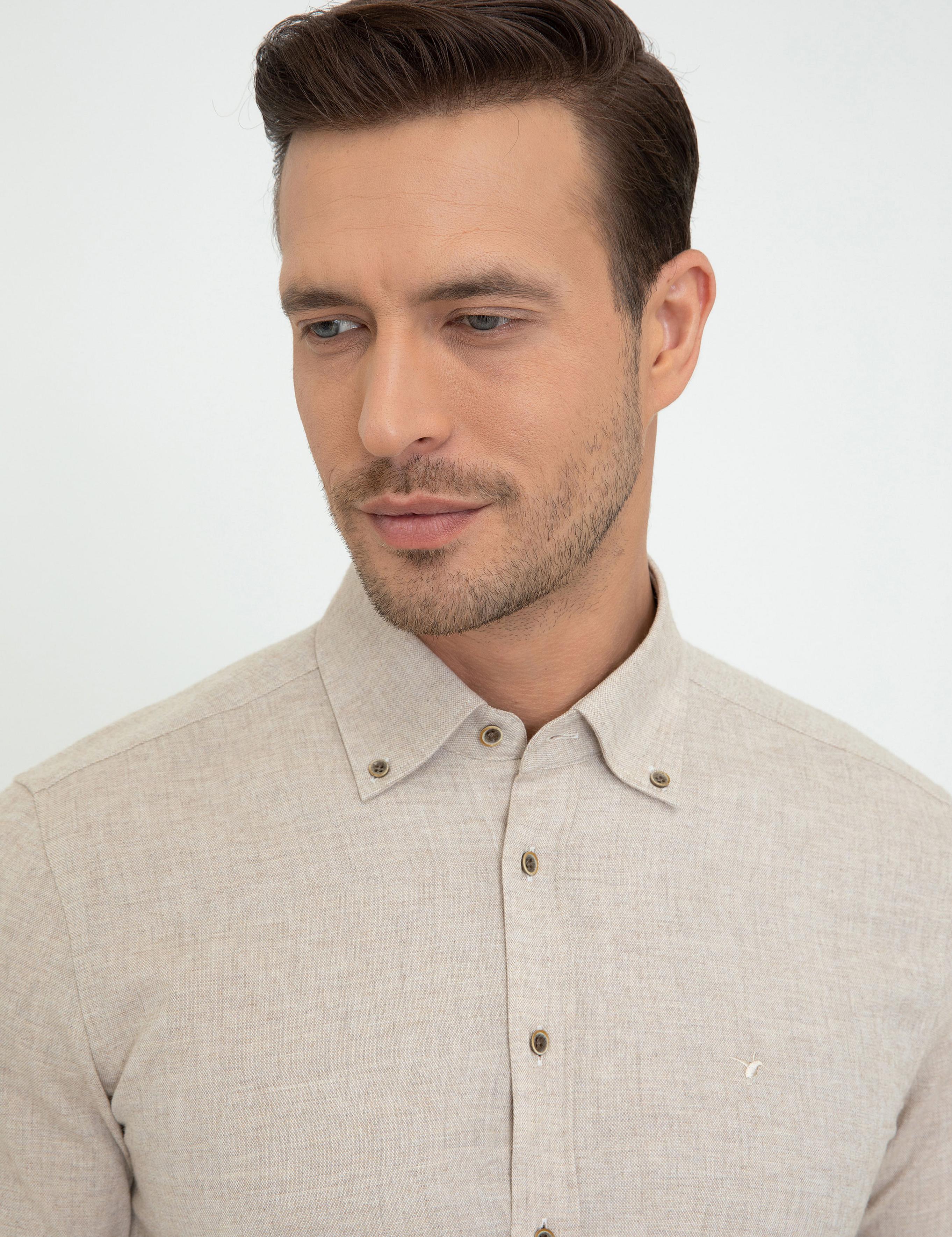 Bej Slim Fit Gömlek - 50242869145