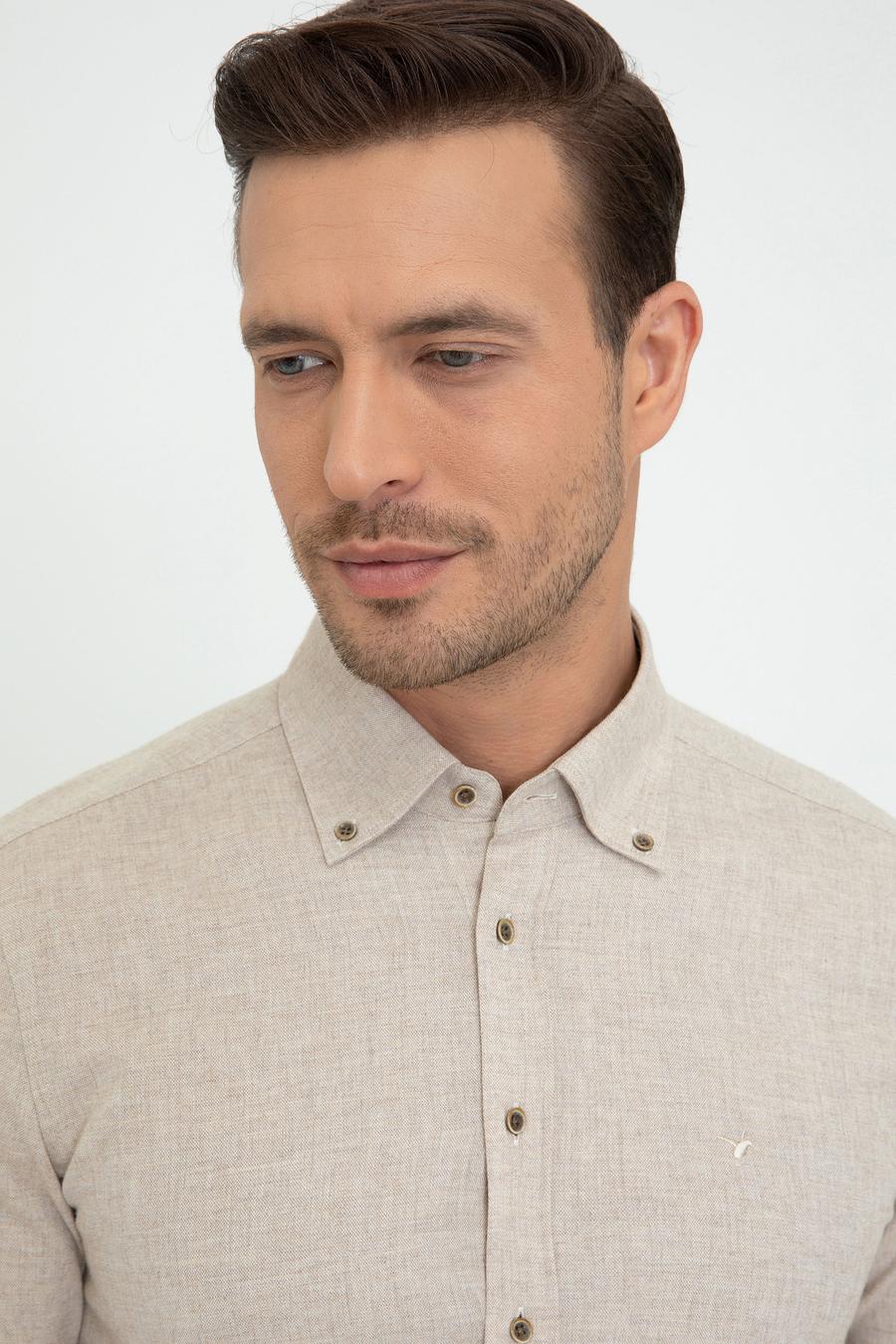 Bej Slim Fit Gömlek - 50242869145
