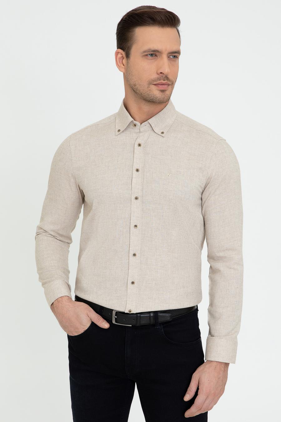 Bej Slim Fit Gömlek - 50242869145