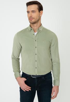 Su Yeşili Slim Fit Uzun Kollu Gömlek