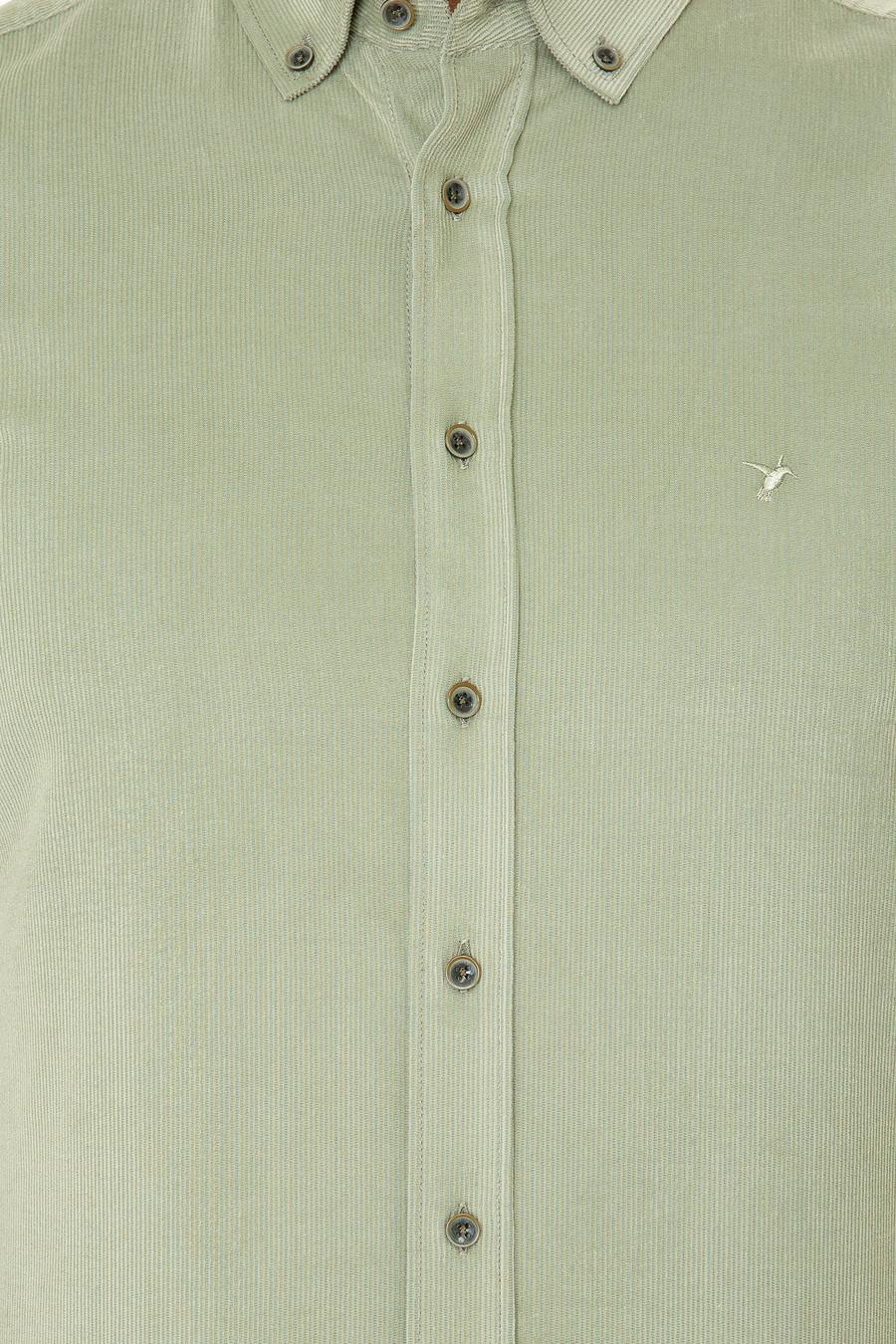 Su Yeşili Slim Fit Uzun Kollu Gömlek - 50245389084