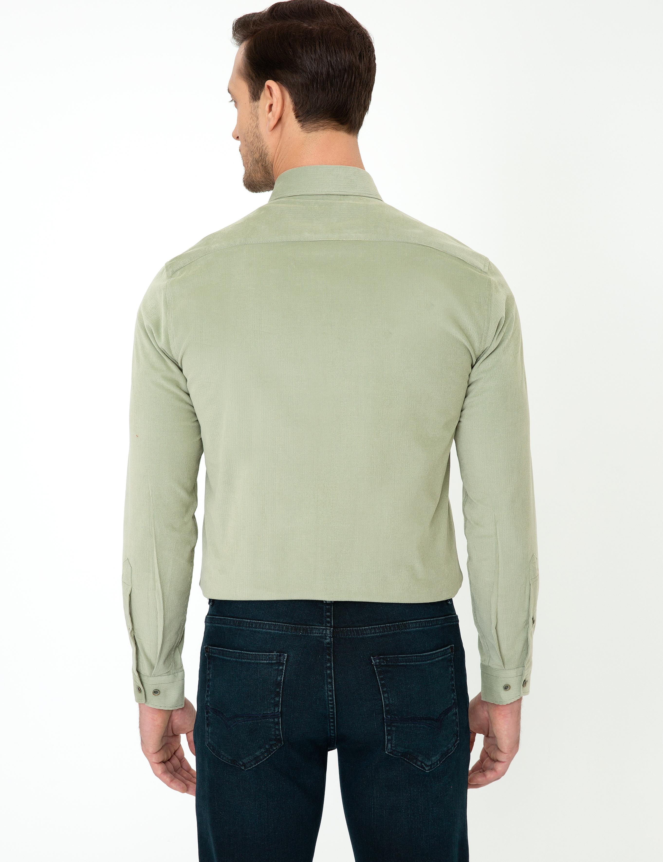 Su Yeşili Slim Fit Uzun Kollu Gömlek - 50245389084