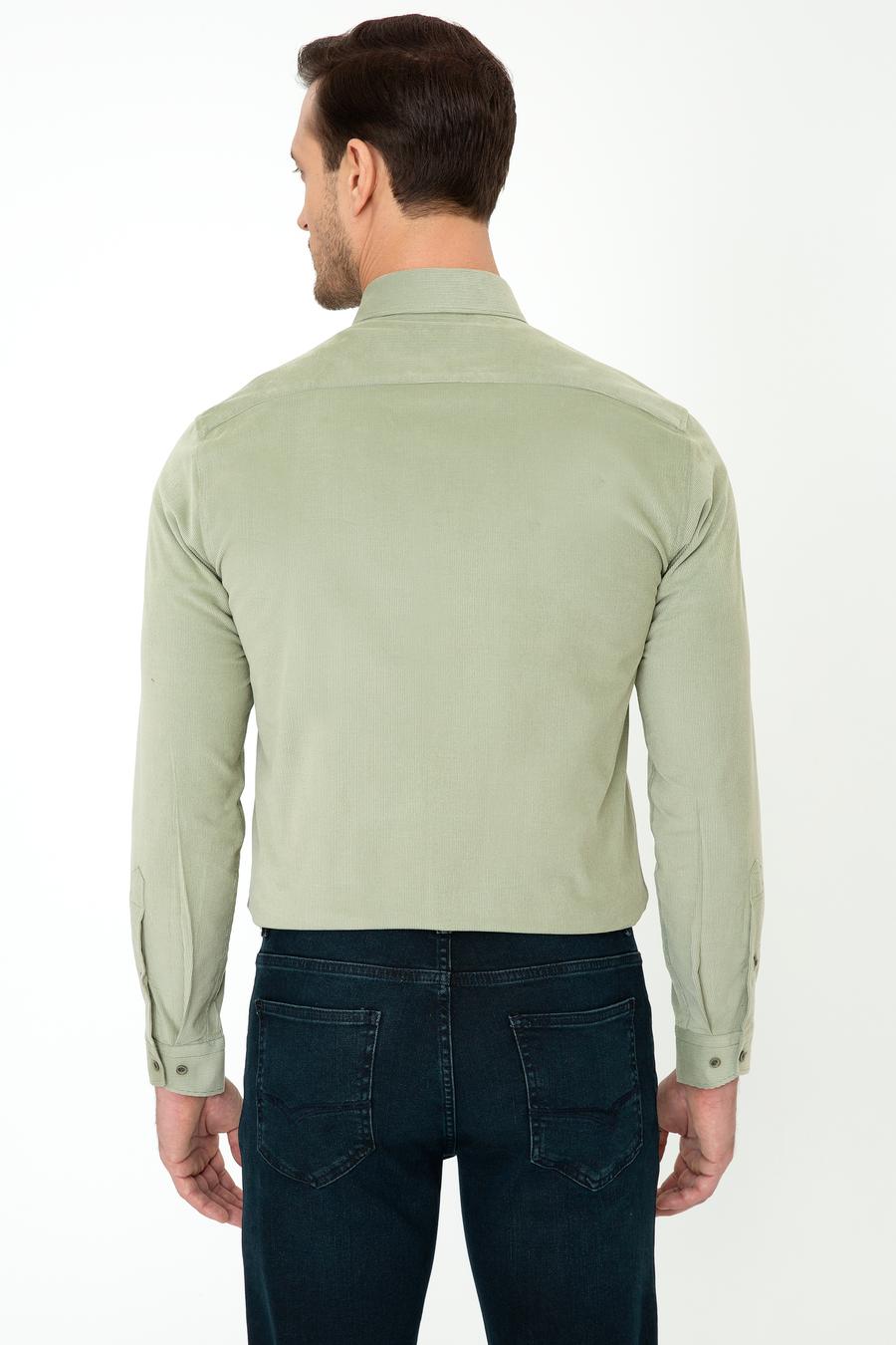 Su Yeşili Slim Fit Uzun Kollu Gömlek - 50245389084