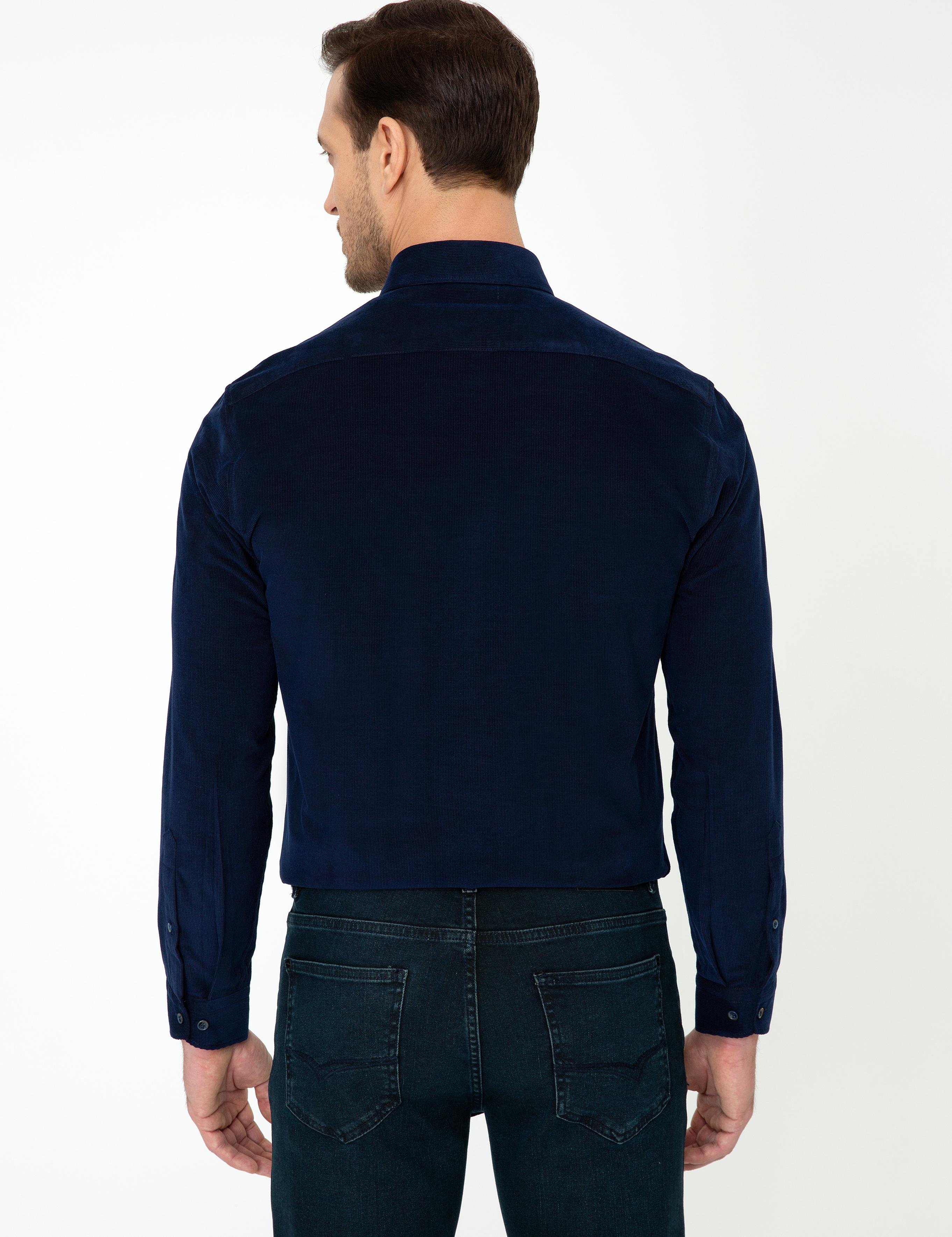Lacivert Slim Fit Uzun Kollu Gömlek - 50245389016
