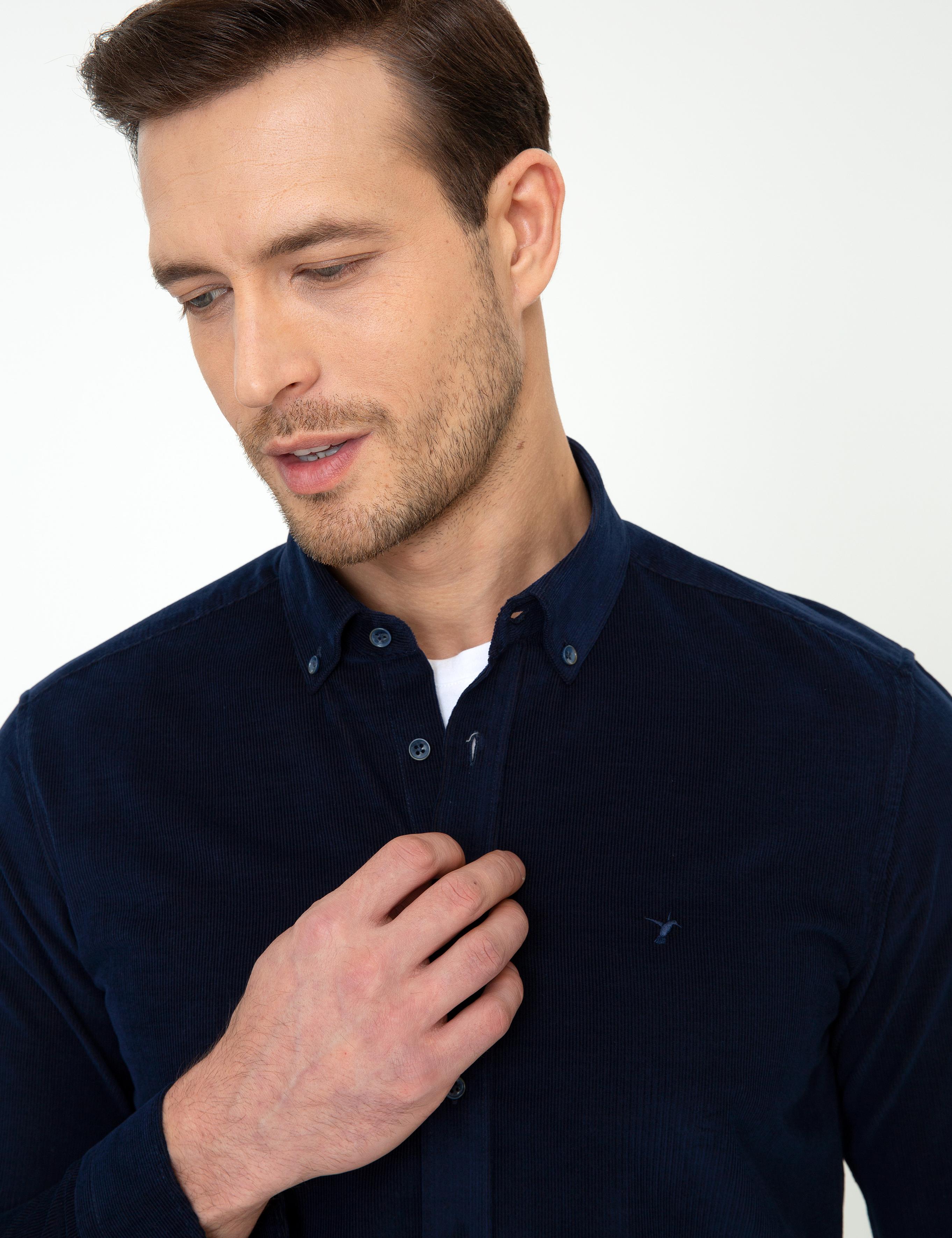 Lacivert Slim Fit Uzun Kollu Gömlek - 50245389016