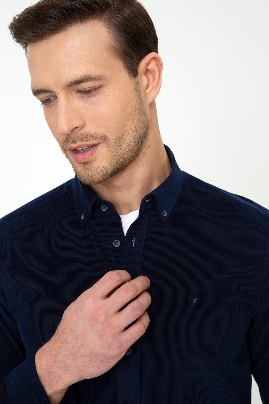 Lacivert Slim Fit Uzun Kollu Gömlek - 50245389016