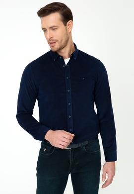Lacivert Slim Fit Uzun Kollu Gömlek