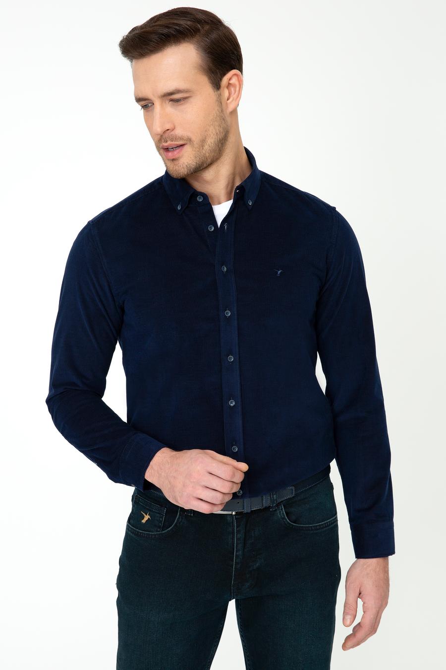 Lacivert Slim Fit Uzun Kollu Gömlek - 50245389016