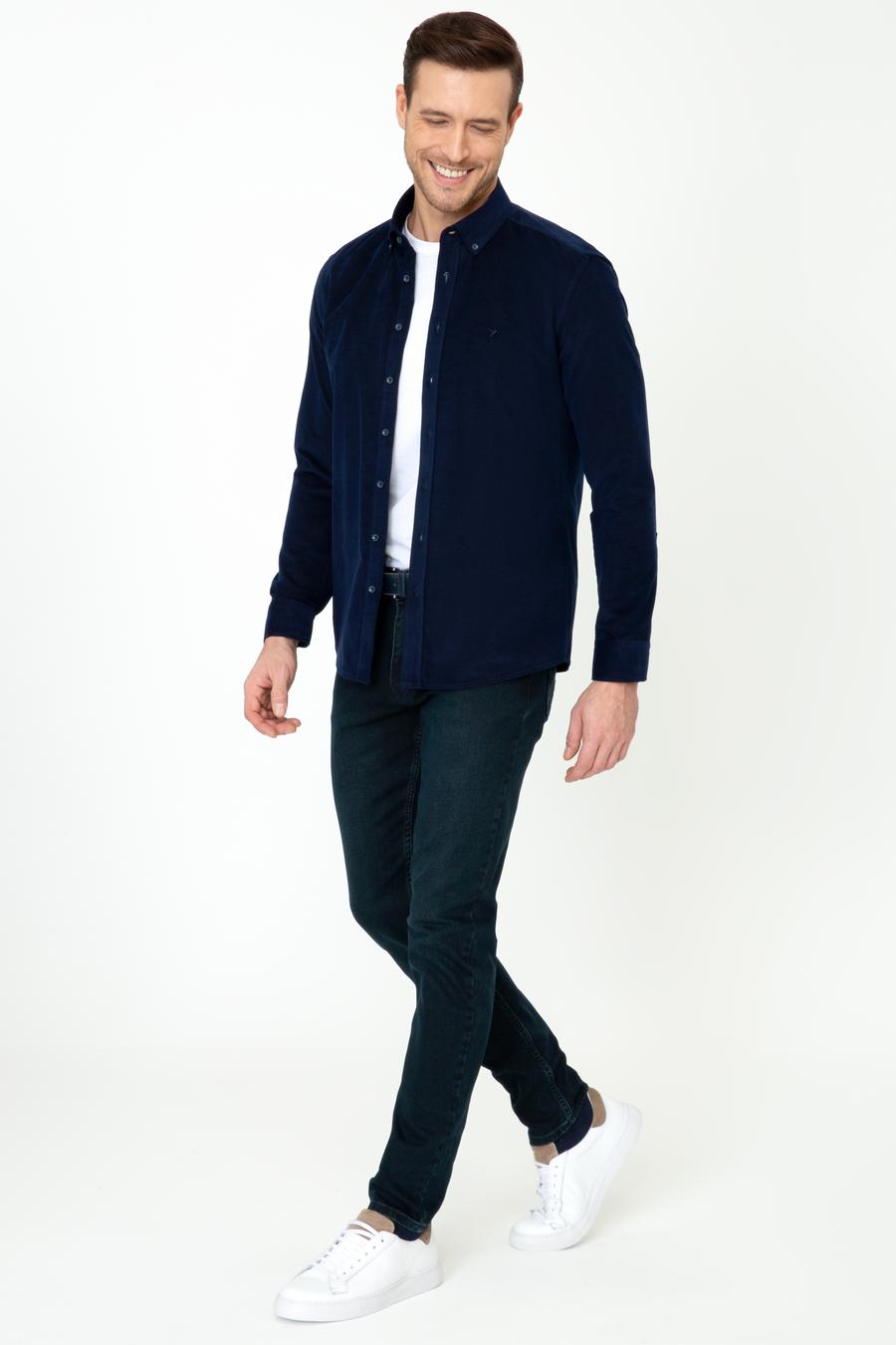 Lacivert Slim Fit Uzun Kollu Gömlek - 50245389016