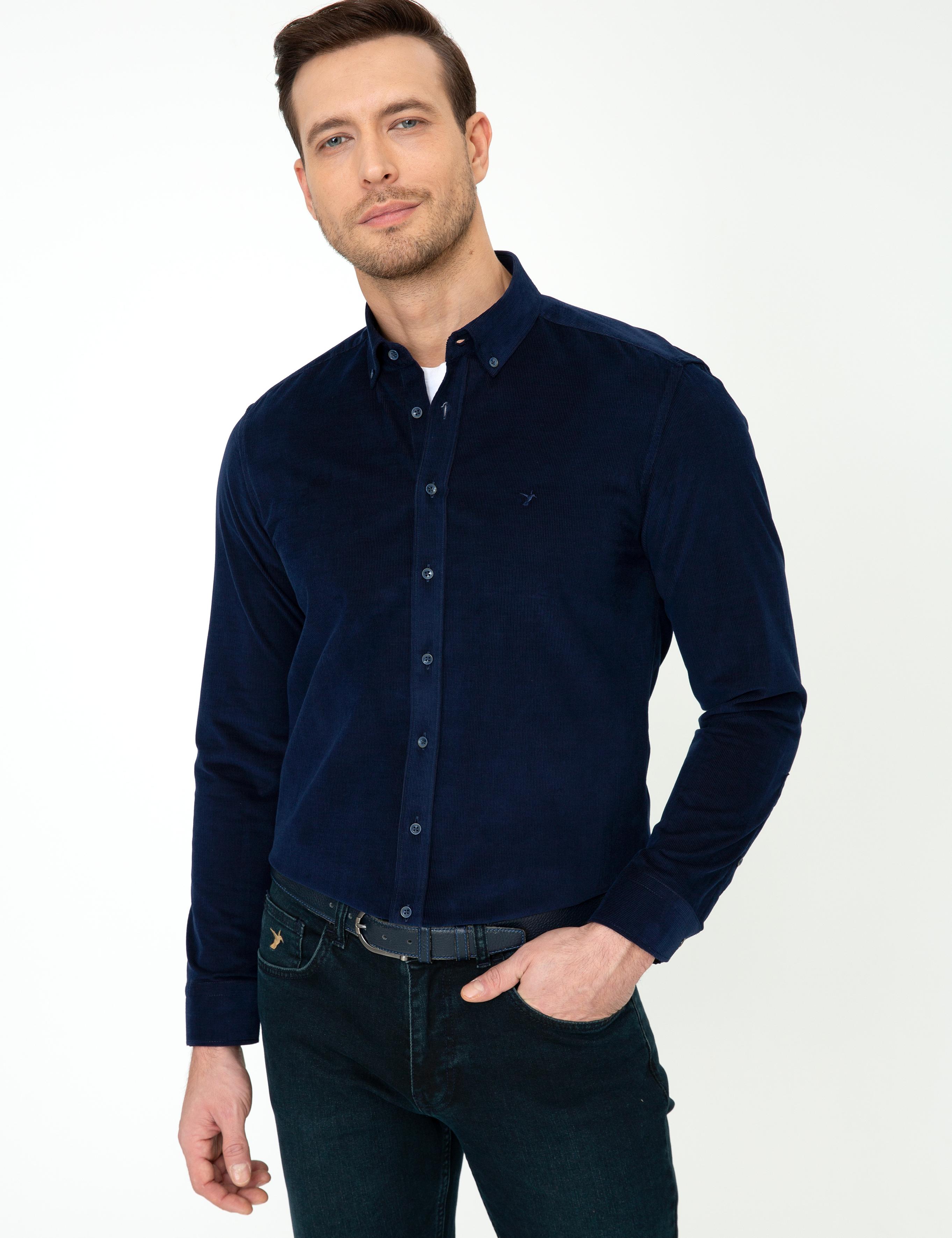 Lacivert Slim Fit Uzun Kollu Gömlek - 50245389016