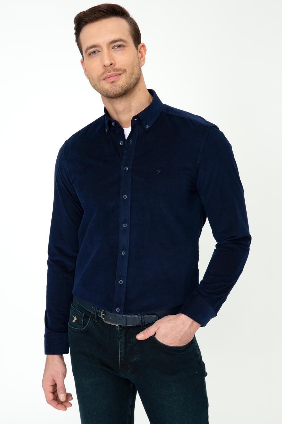 Lacivert Slim Fit Uzun Kollu Gömlek - 50245389016