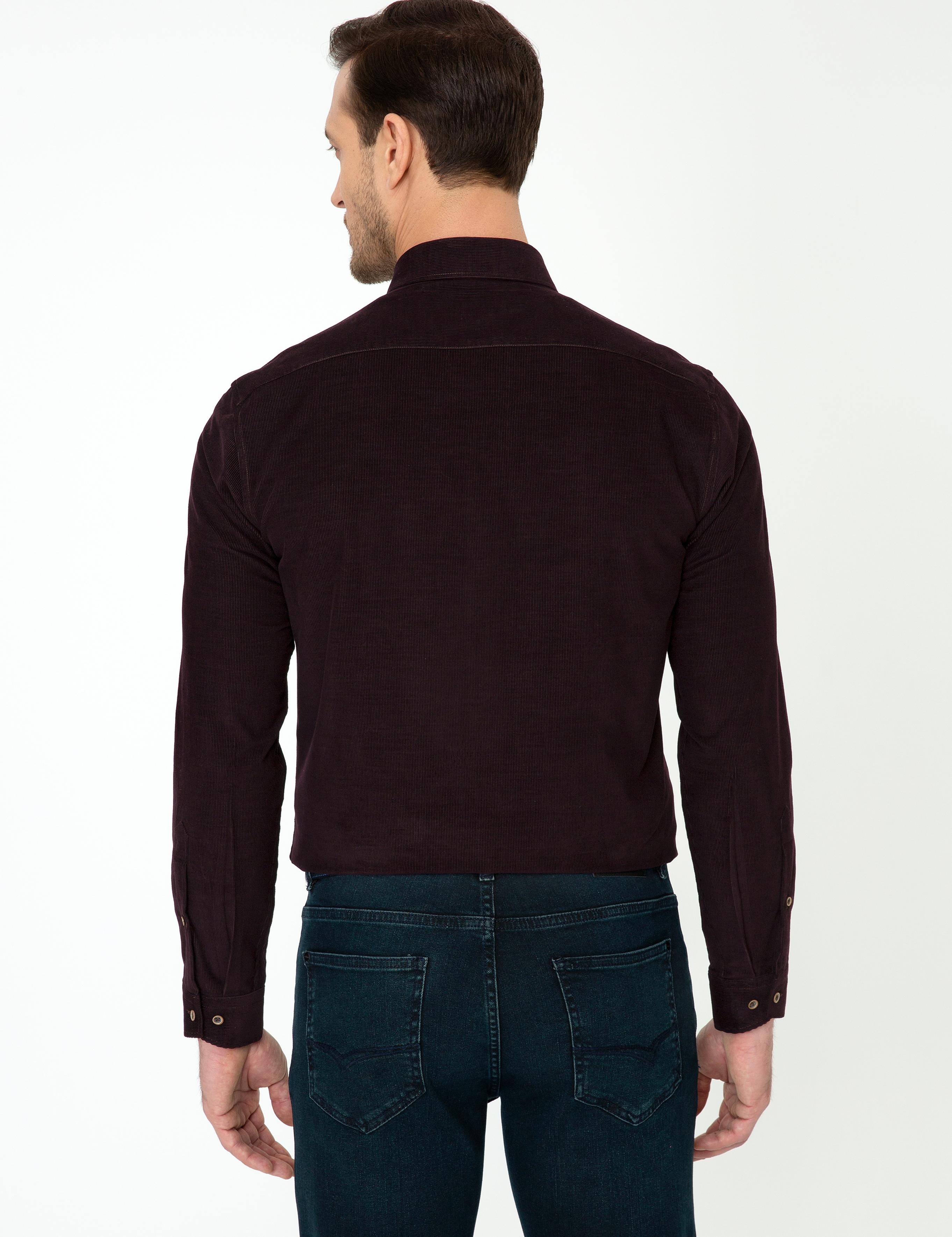 Kahverengi Slim Fit Uzun Kollu Gömlek - 50245389025