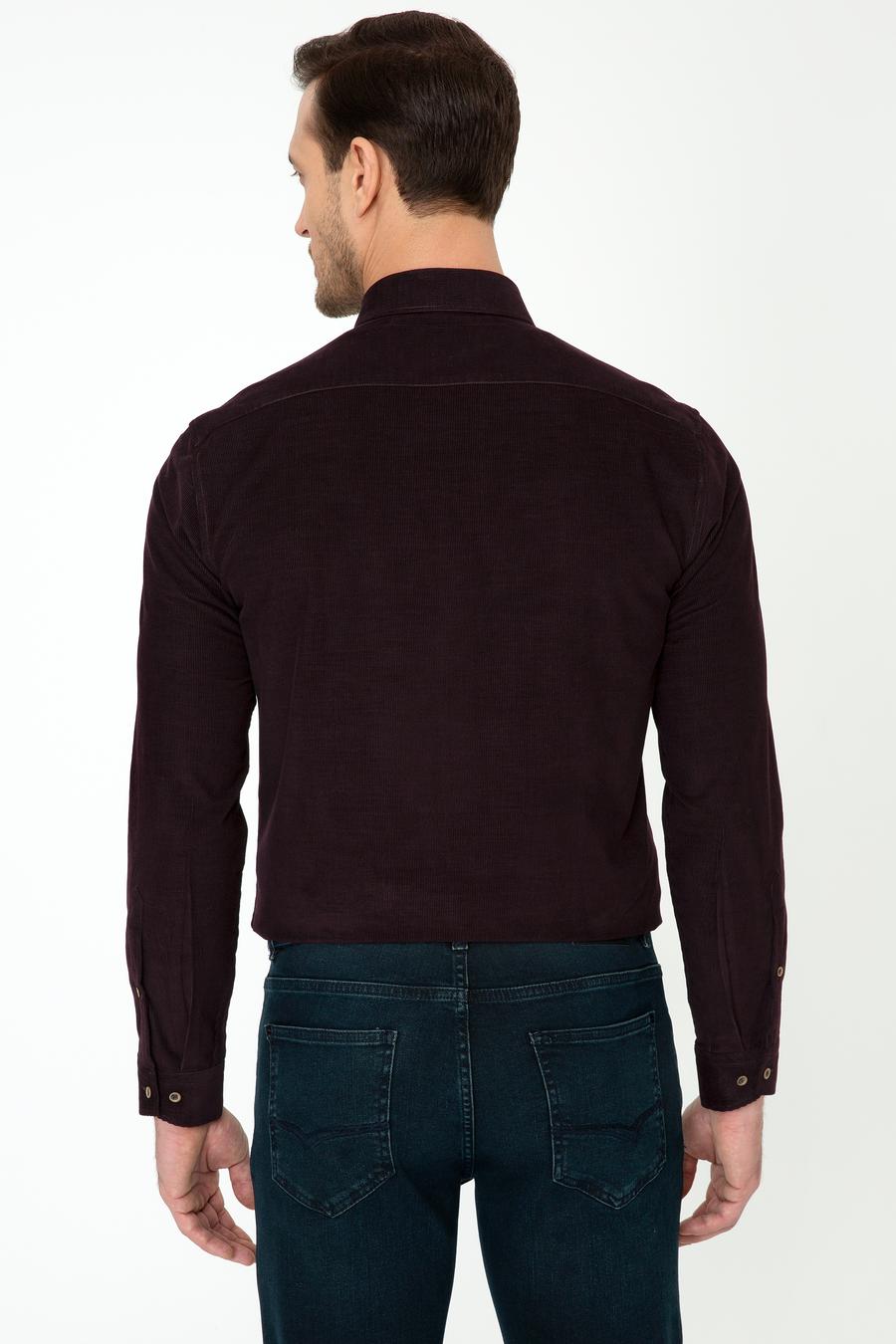 Kahverengi Slim Fit Uzun Kollu Gömlek - 50245389025