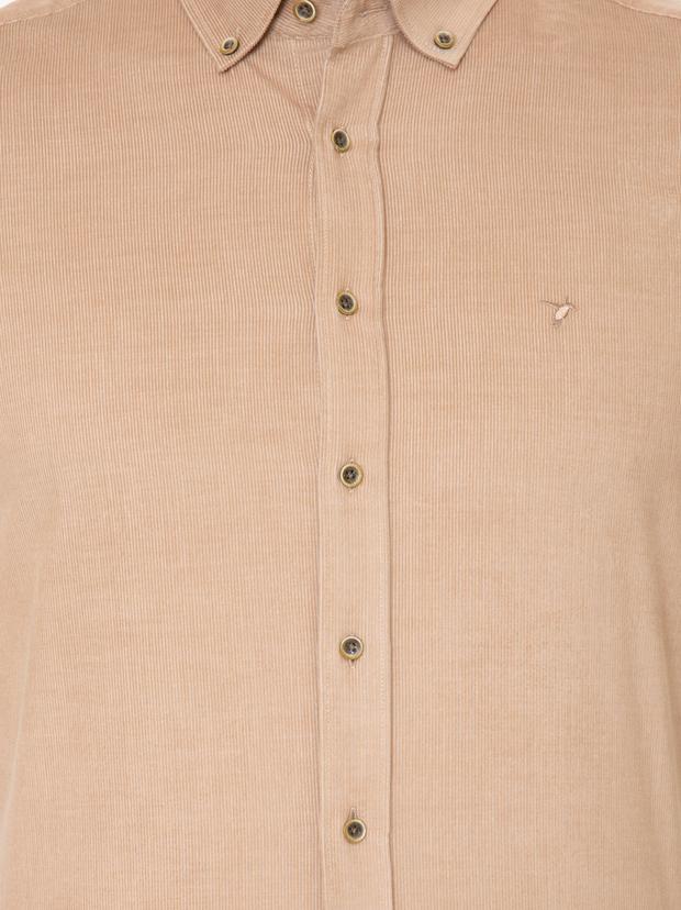 Bej Slim Fit Uzun Kollu Gömlek