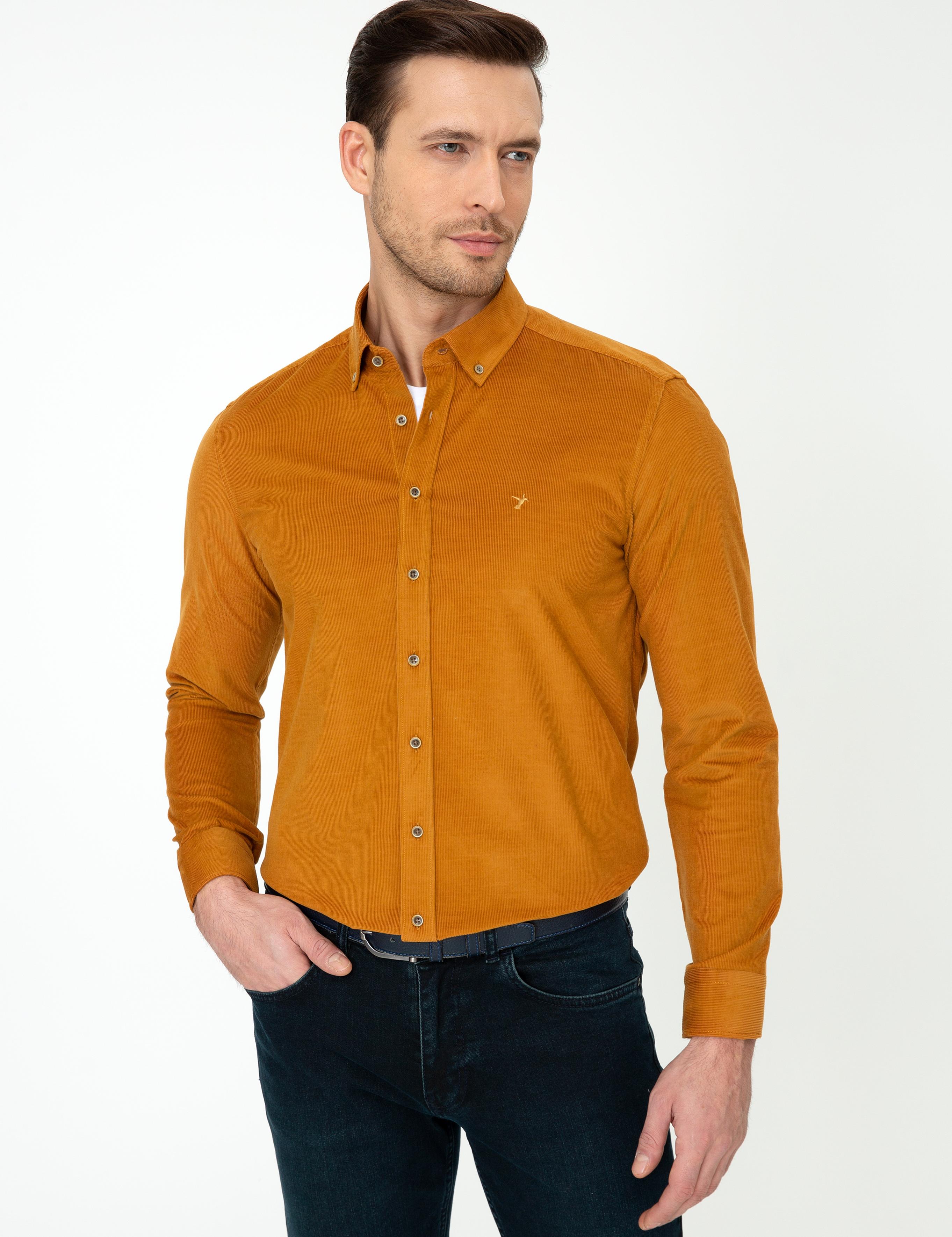 Camel Slim Fit Uzun Kollu Gömlek - 50245389058