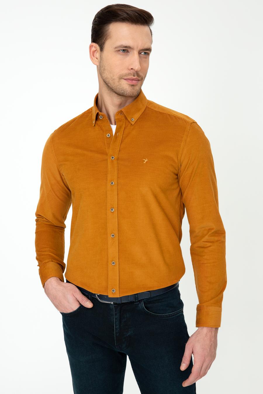 Camel Slim Fit Uzun Kollu Gömlek - 50245389058
