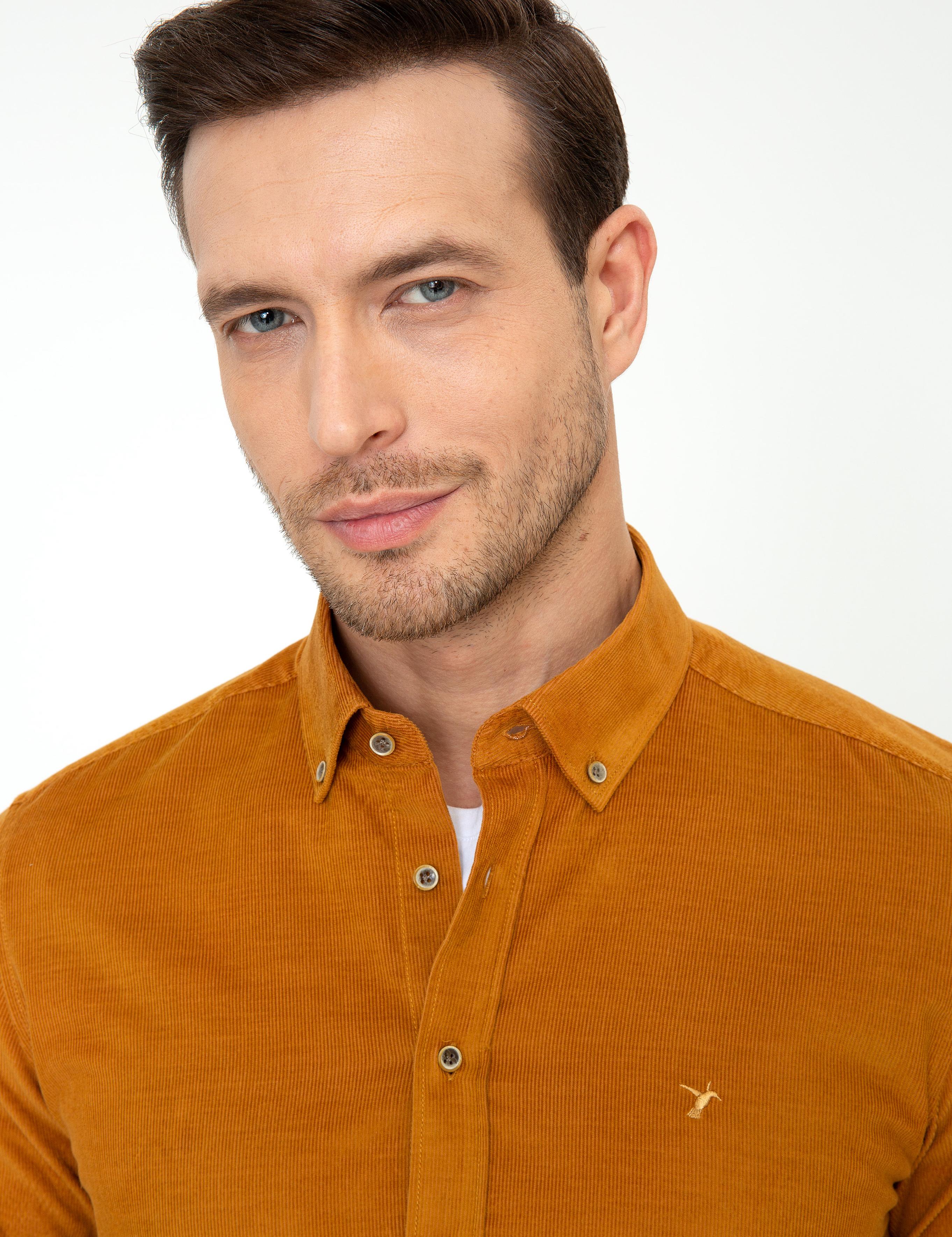 Camel Slim Fit Uzun Kollu Gömlek - 50245389058