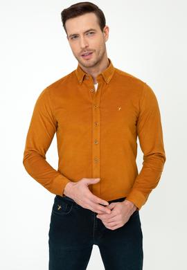 Camel Slim Fit Uzun Kollu Gömlek