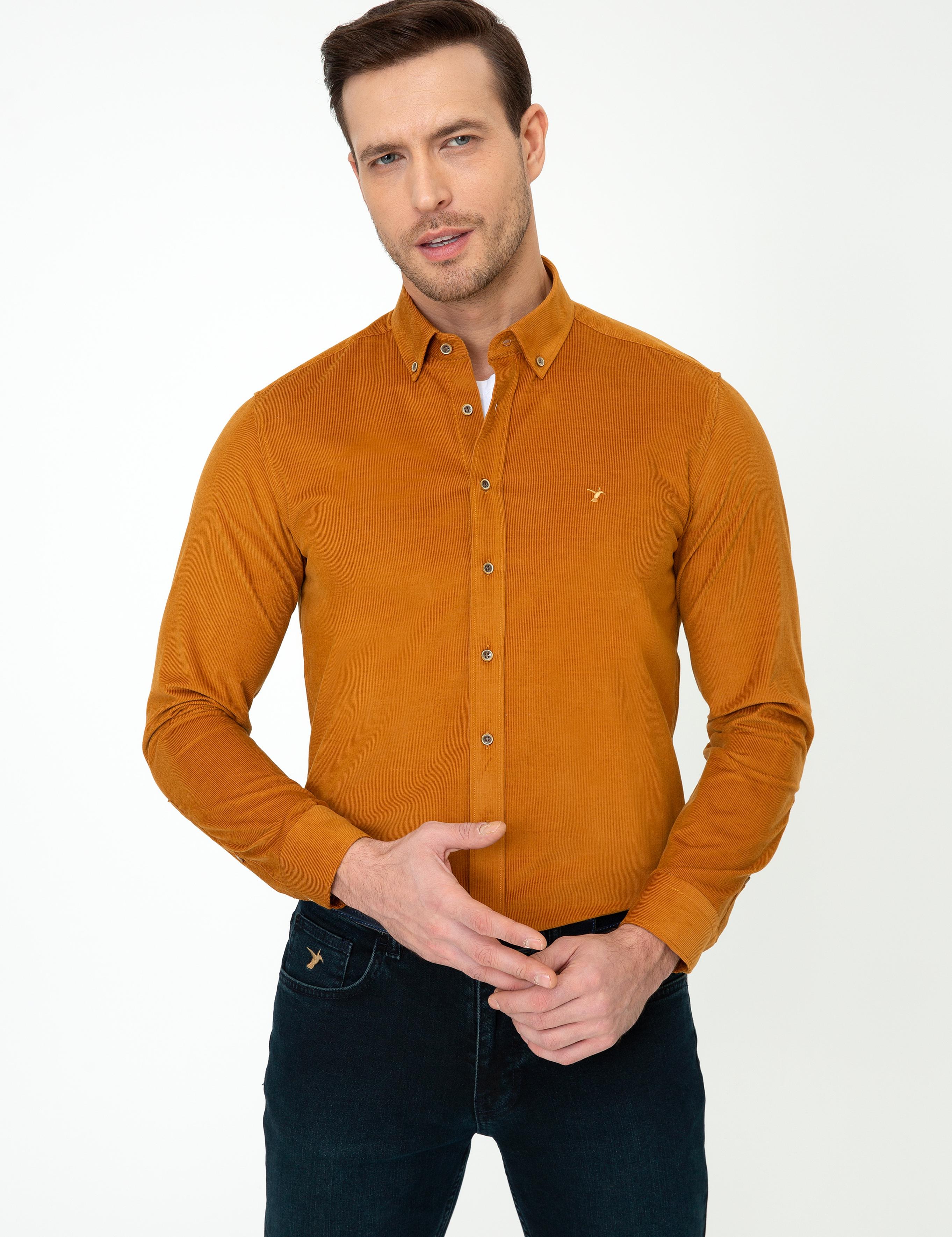 Camel Slim Fit Uzun Kollu Gömlek - 50245389058