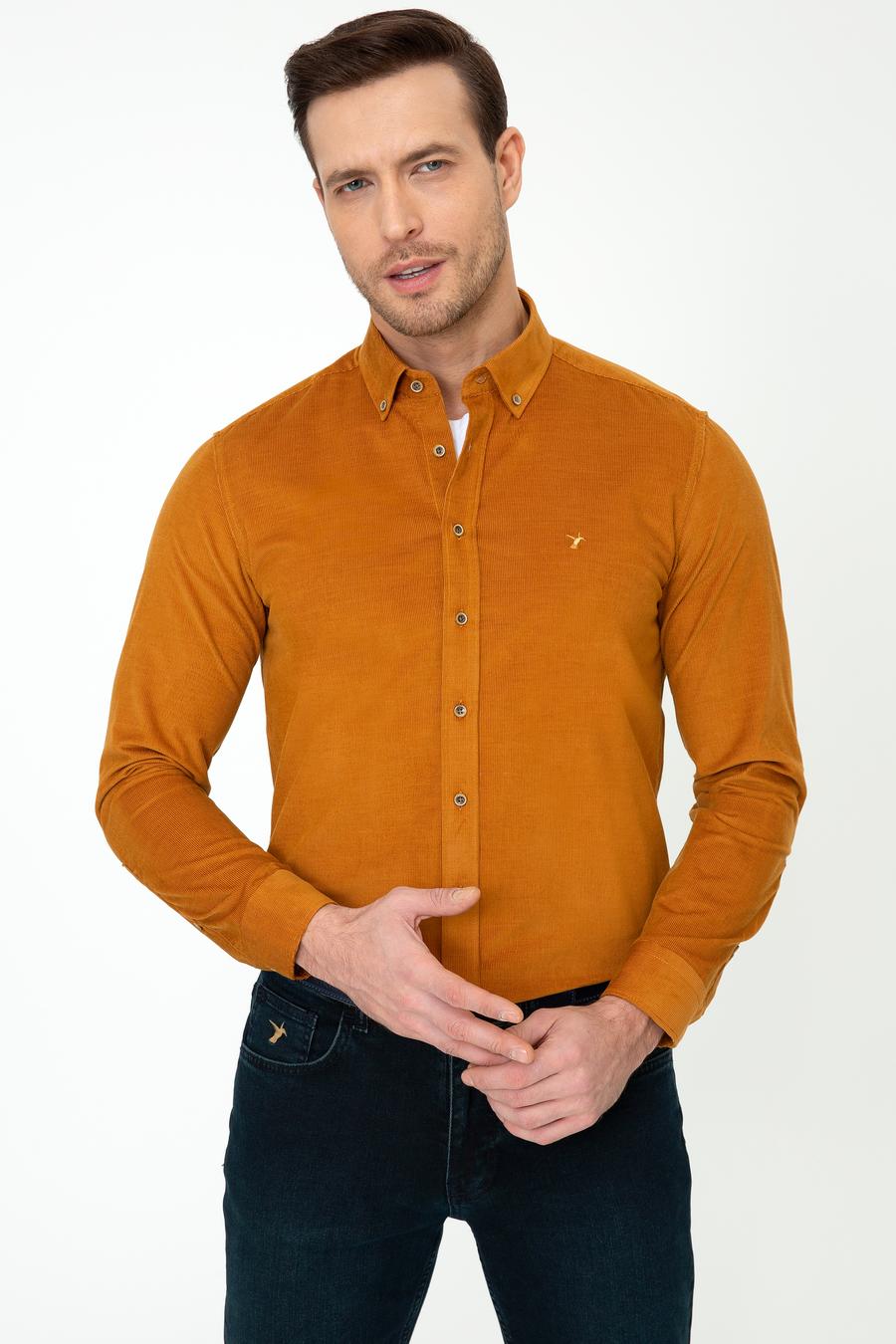 Camel Slim Fit Uzun Kollu Gömlek - 50245389058